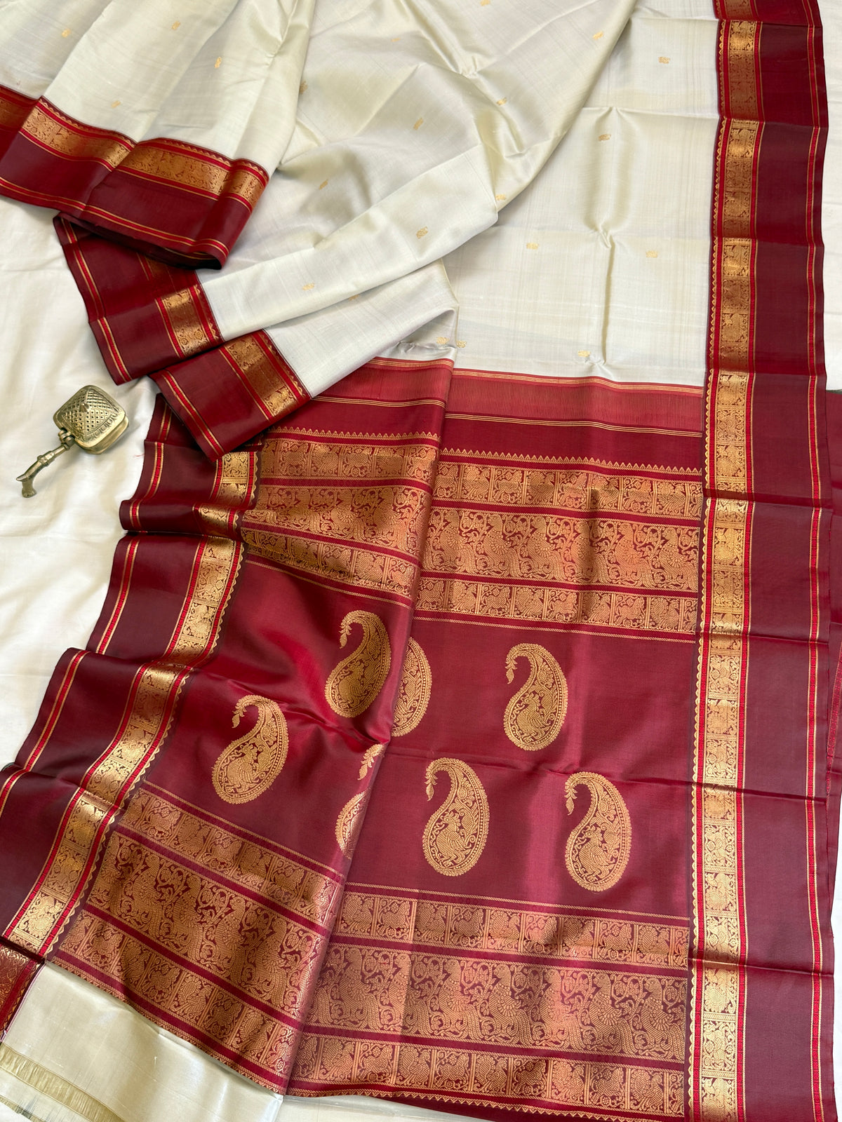 Special edition ivory with Korvai Zari Butta silk saree/clsa 12428