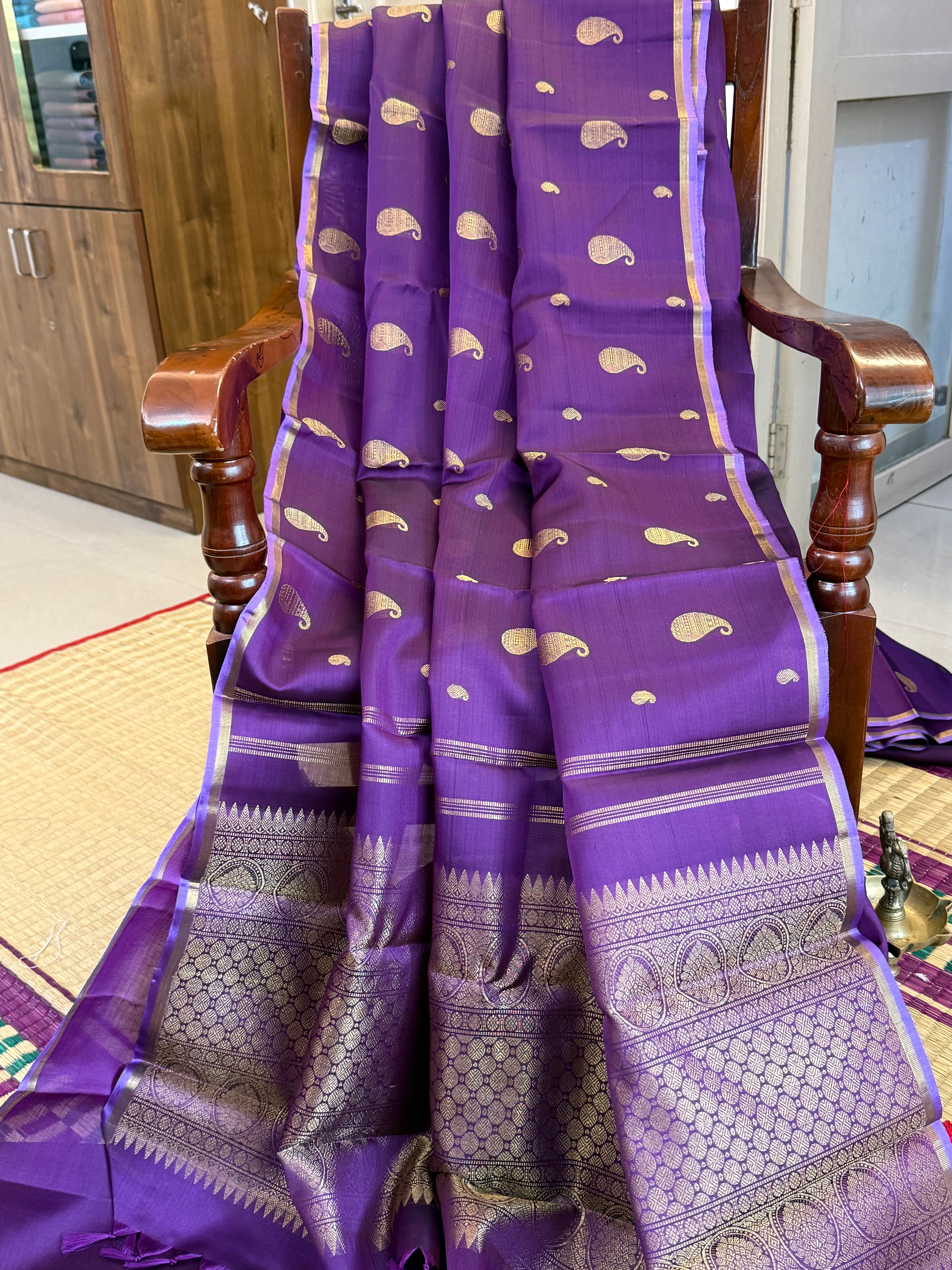 Organza border less saree