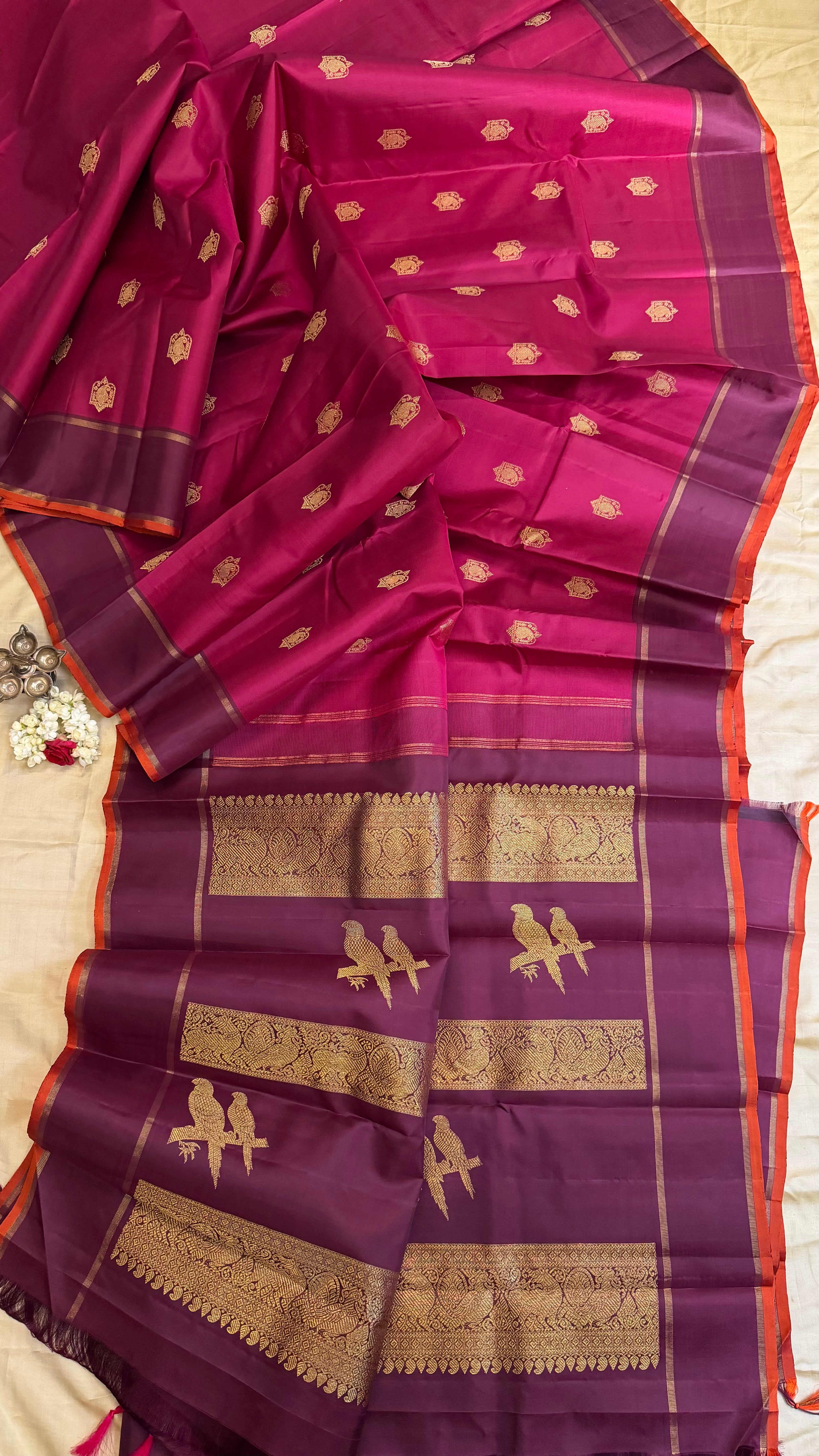 Pink and purple / kanjipuram silk