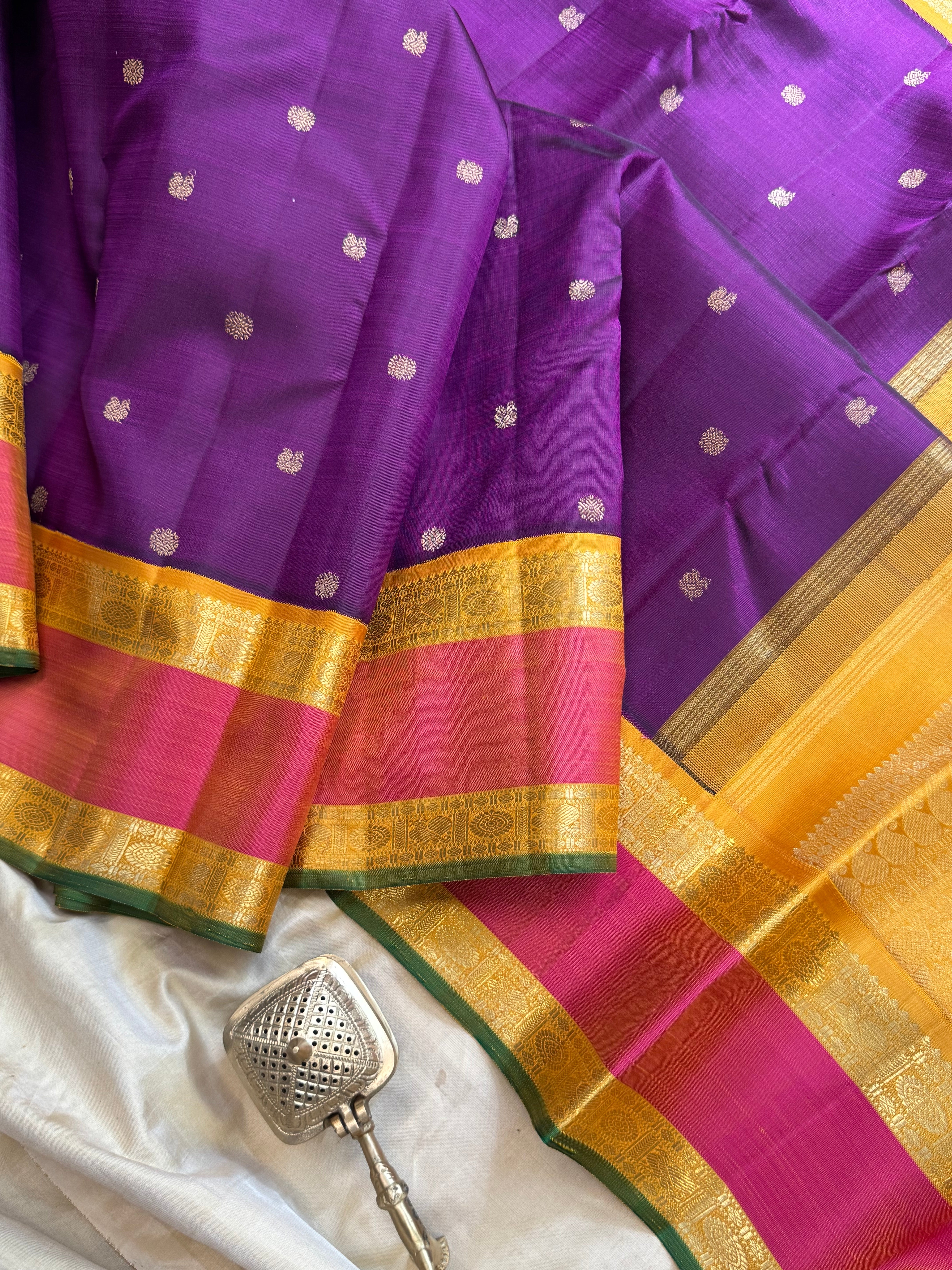 Purple retta pet Korvai / Kanjipuram silk