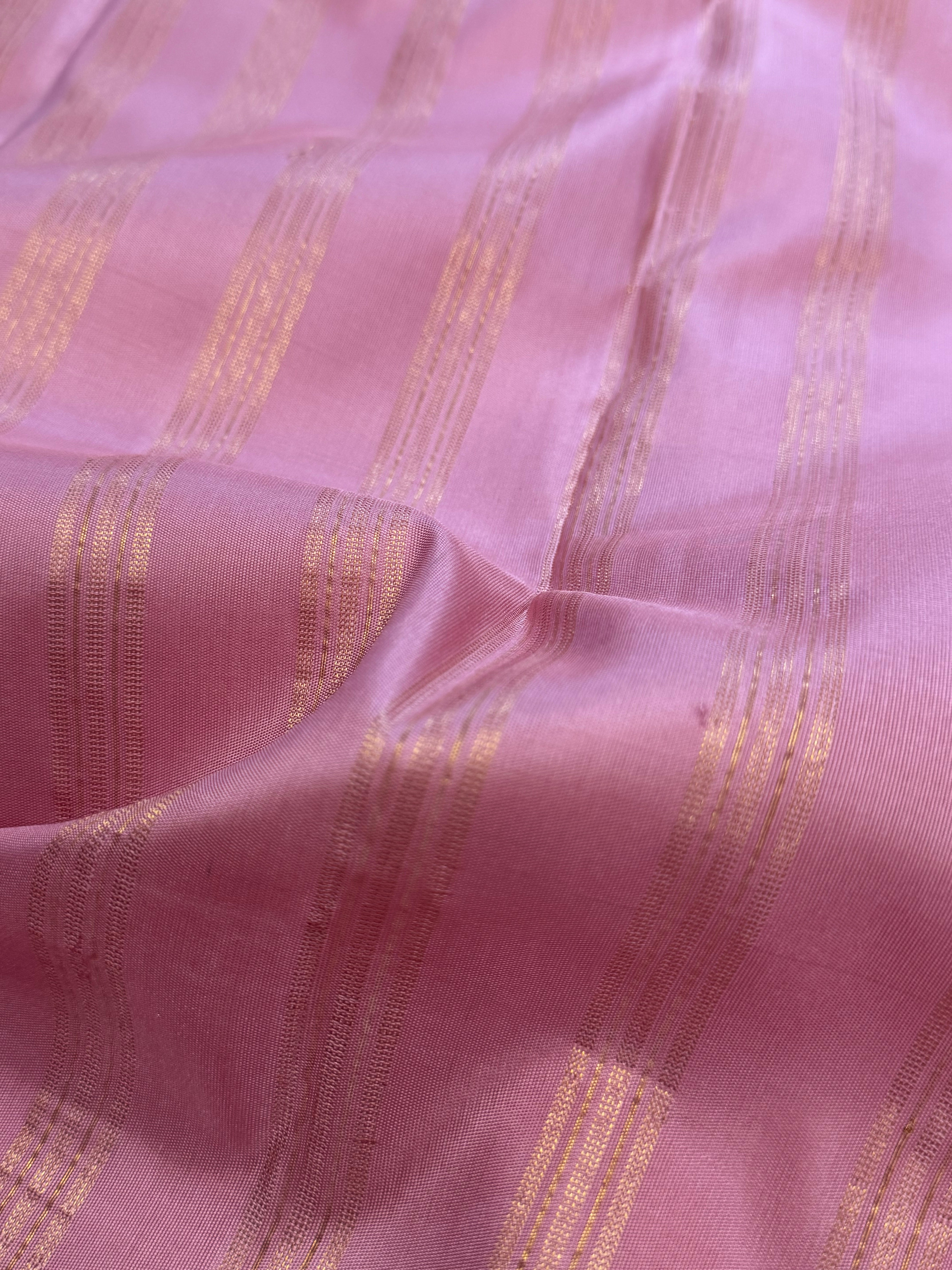 Pink zari stripes / Kanjipuram blouse fabric (per metre)