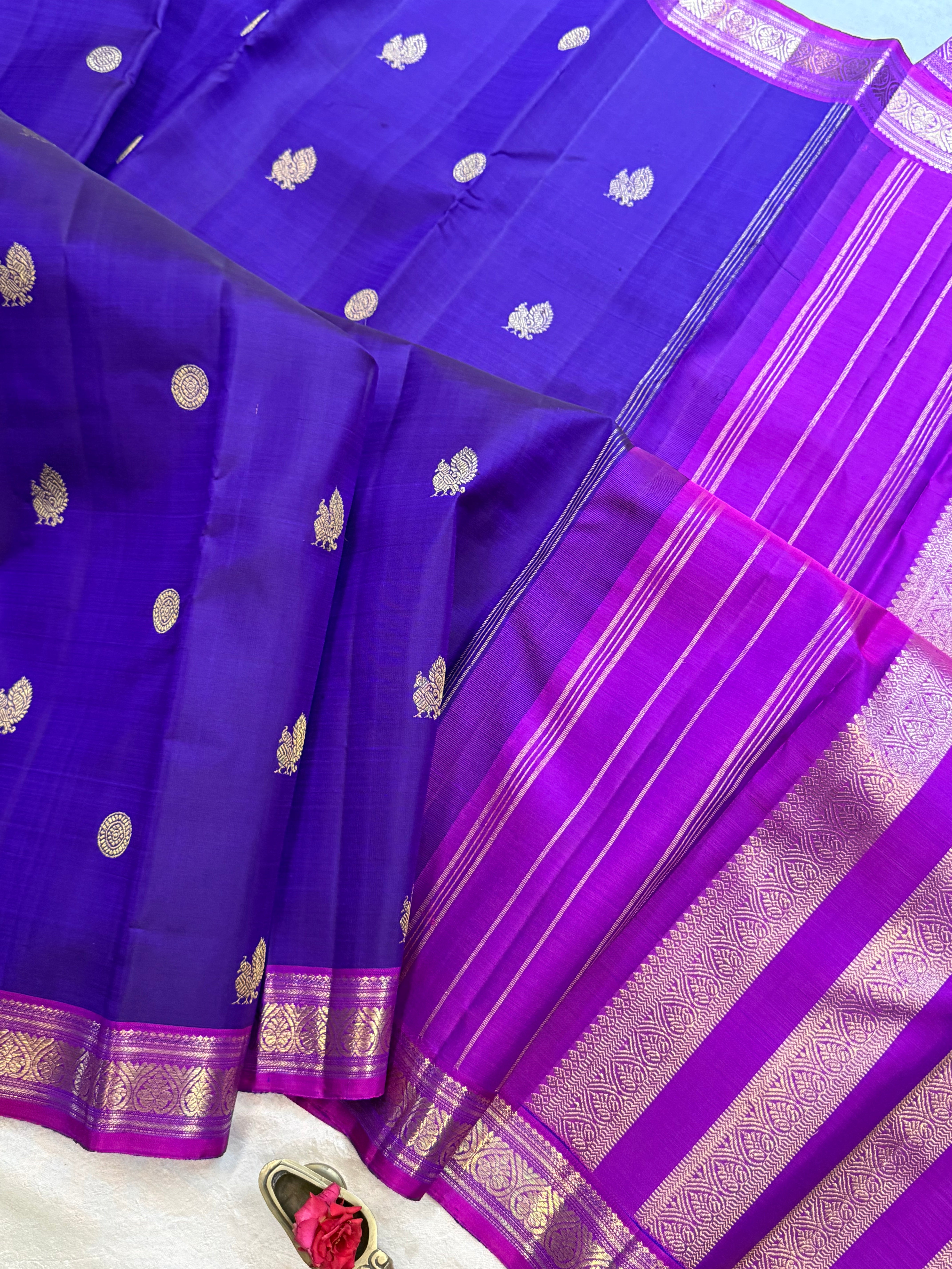 Purplish blue and purple / Kanjipuram silk