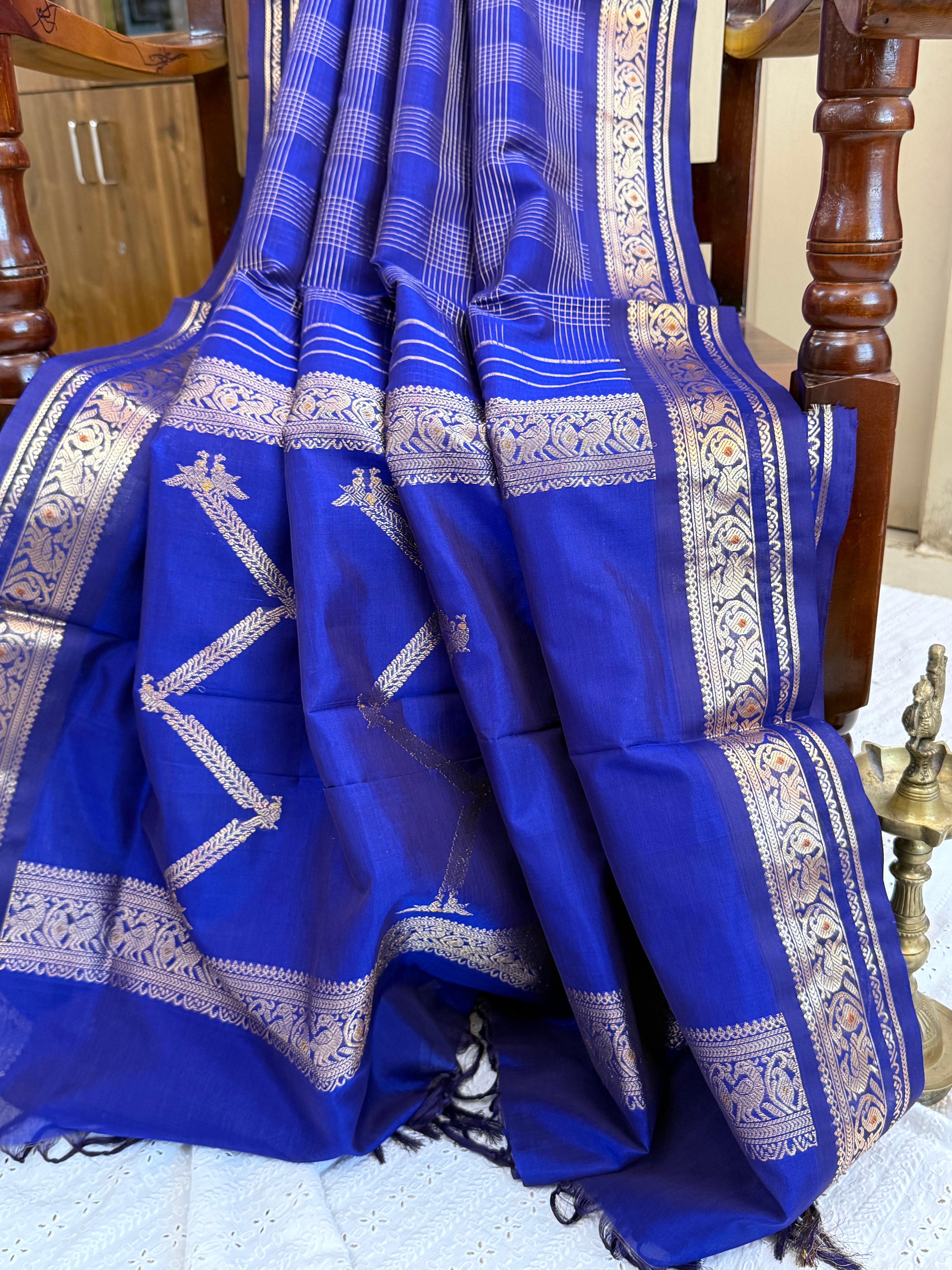 Royal blue vintage kattam / Premium Silk Cotton CL9740