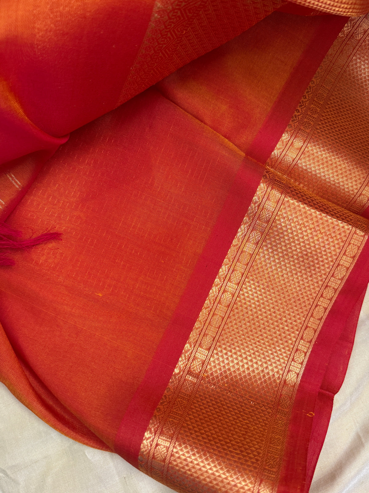 Premium silk cotton-small Zari kattam with butta/clsa 12649