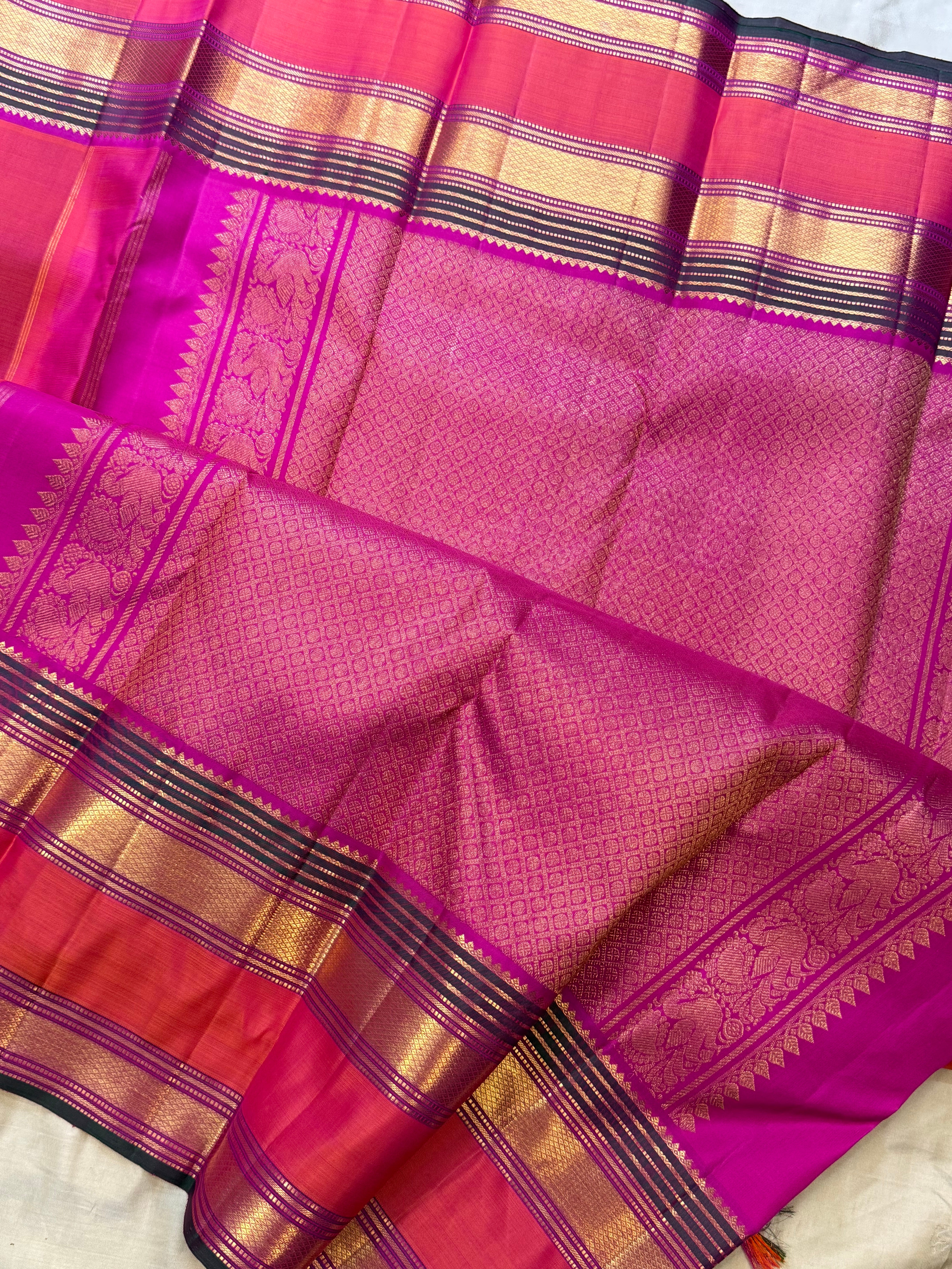 Pinkish orange rettapet border/ Arani Silk CL10106
