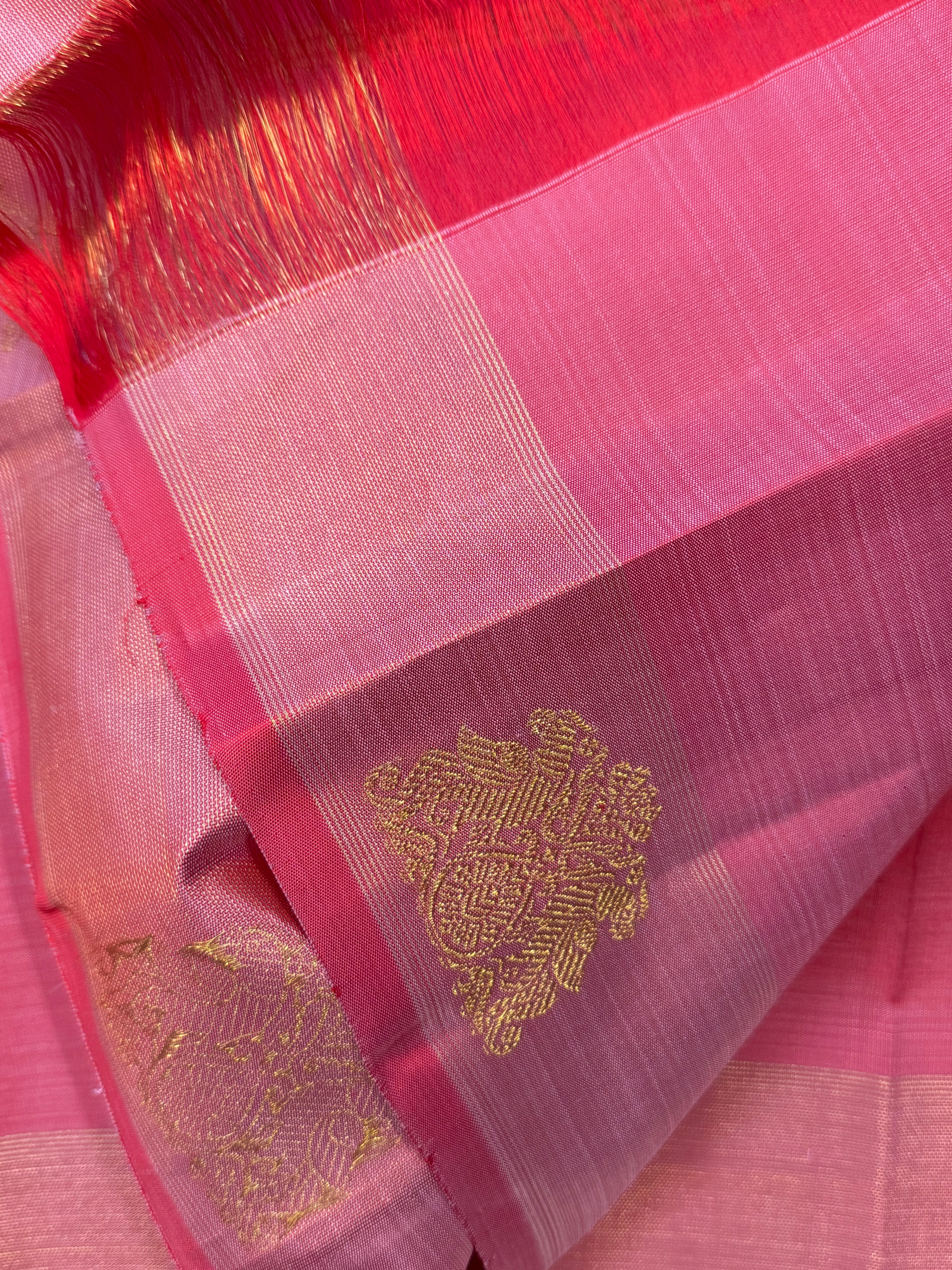 Lotus pink border butta / Kanjipuram silk