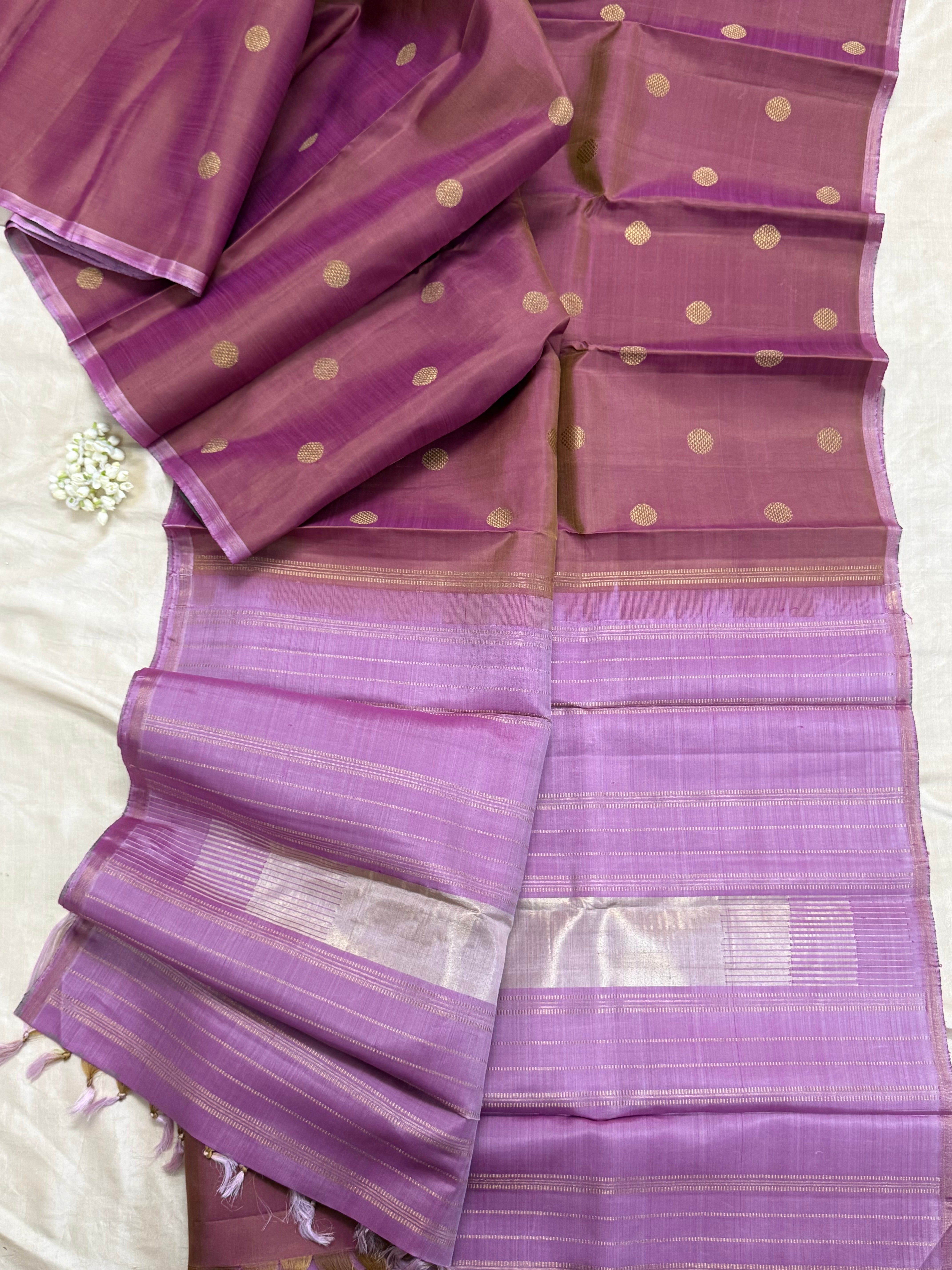 Mauvish pink borderless/ kanjipuram silk