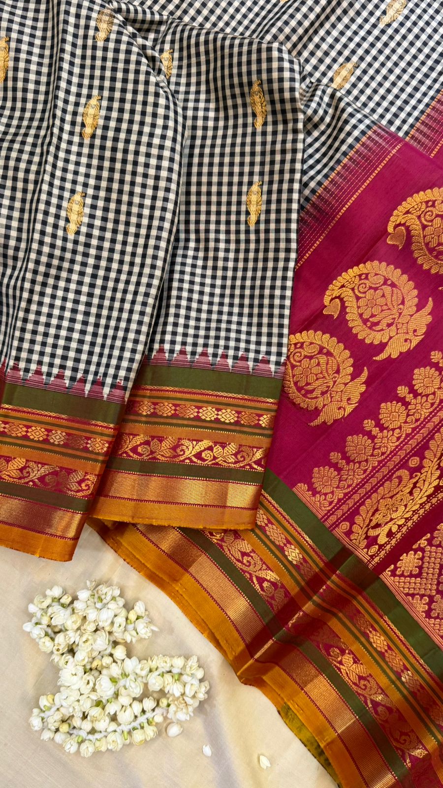 Black and white checks and Araku / Gadwal silk