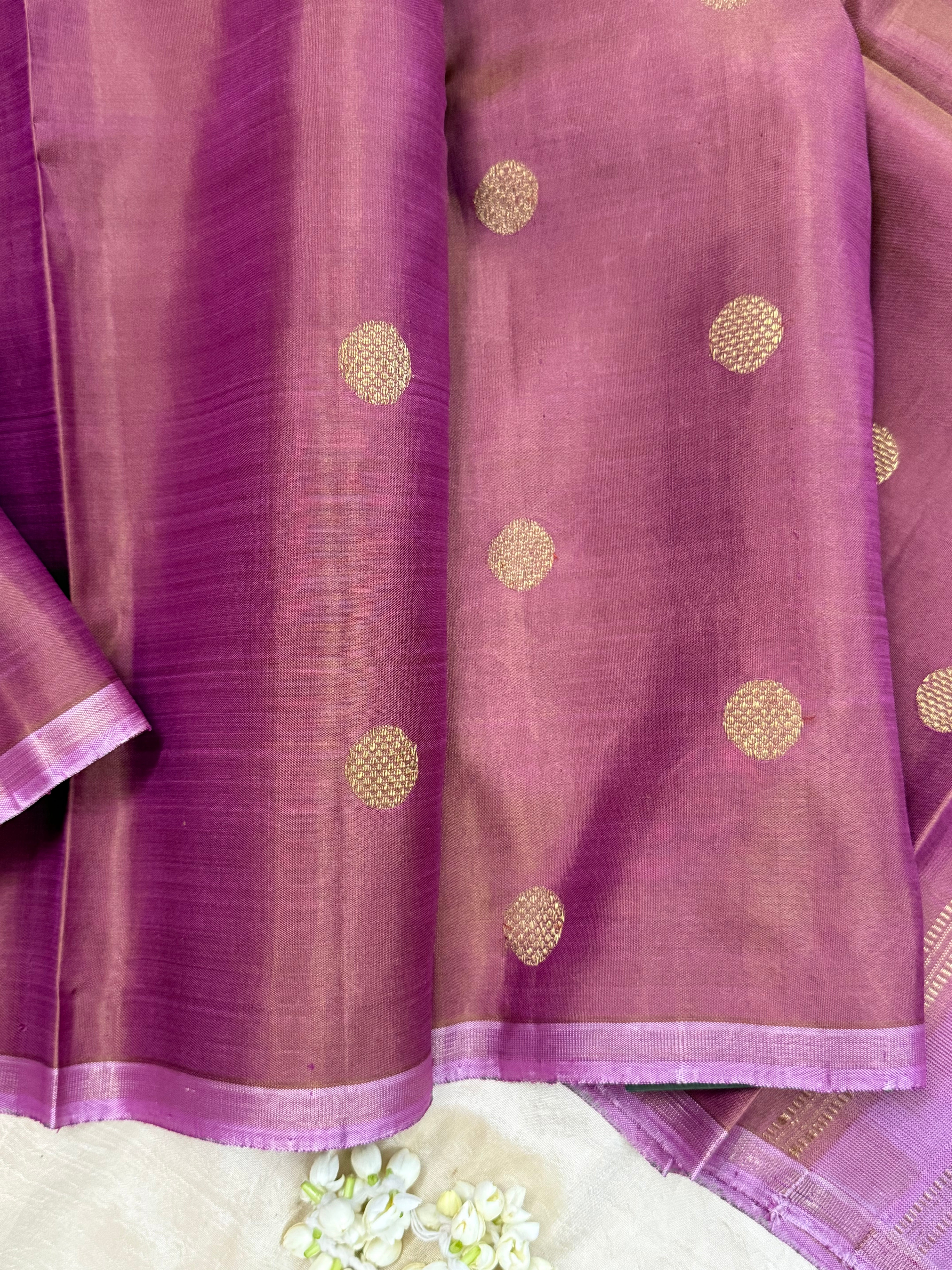Mauvish pink borderless/ kanjipuram silk