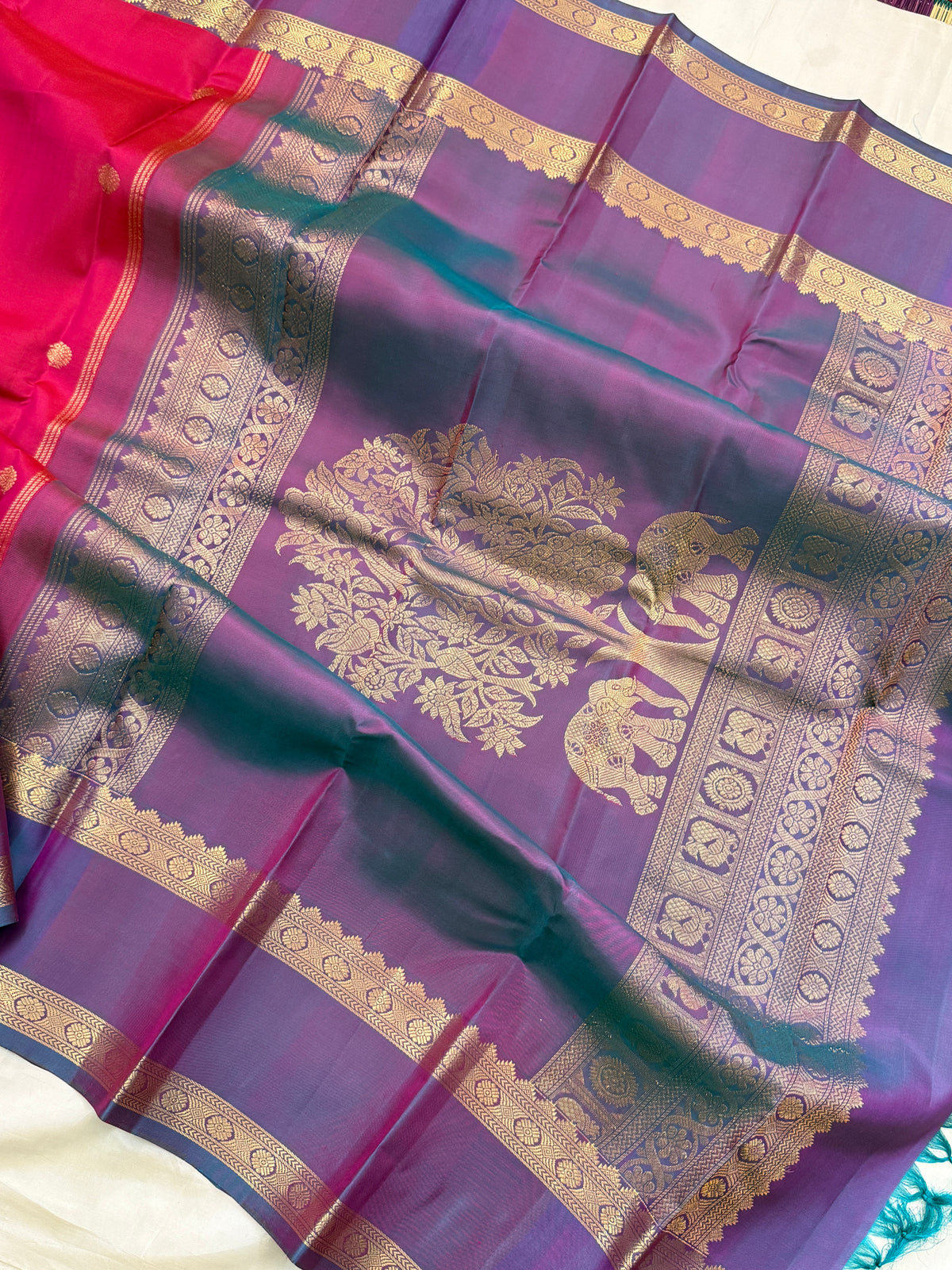 Special edition Dark Coral Pink with Zari Butta silk saree/clsa 12478