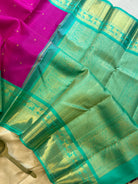 Magenta And Sea Green Korvai Kanjivaram Silk Saree