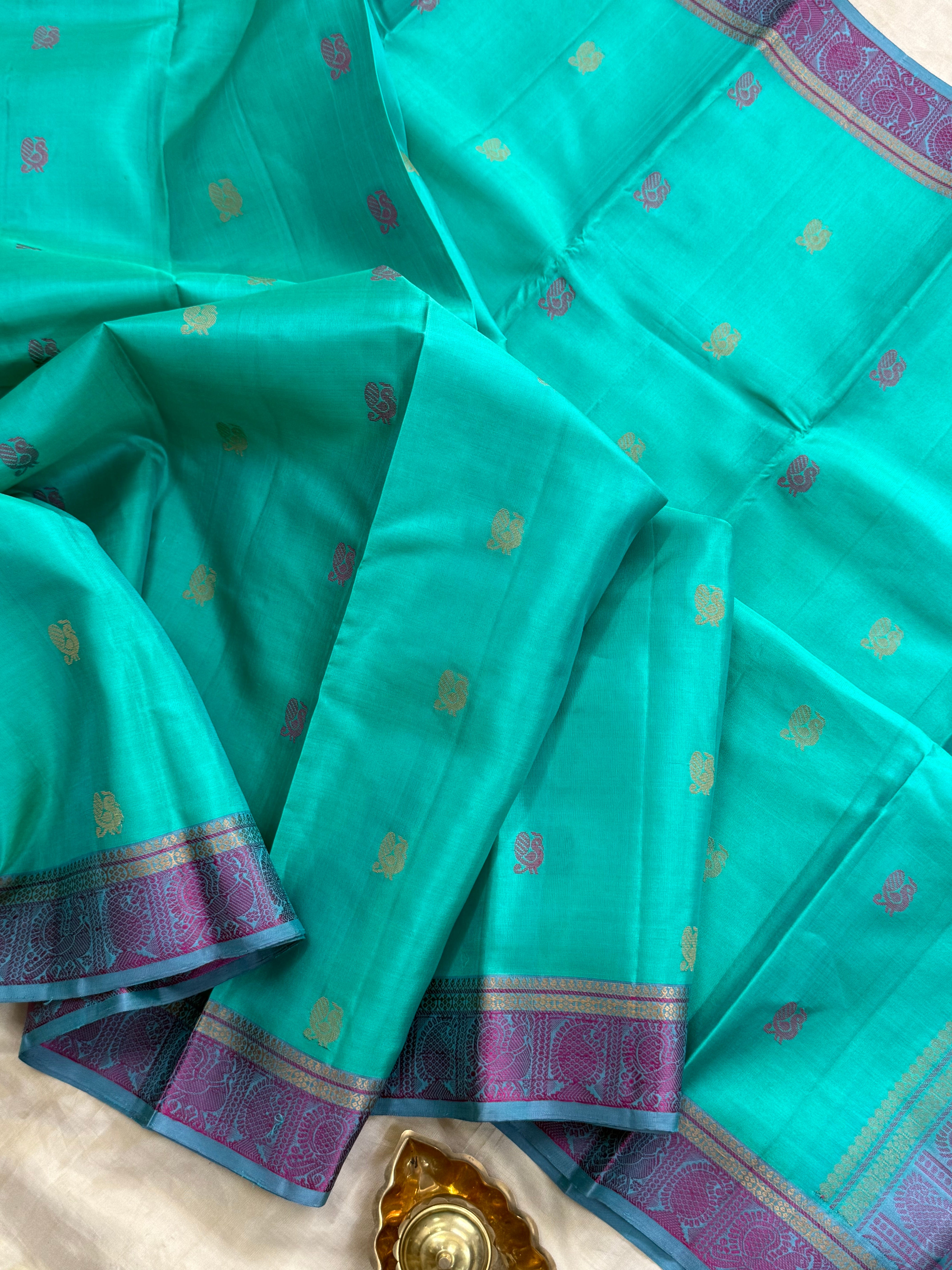 Sea green annam thread butta / Varnangal Soft Silk CL4069