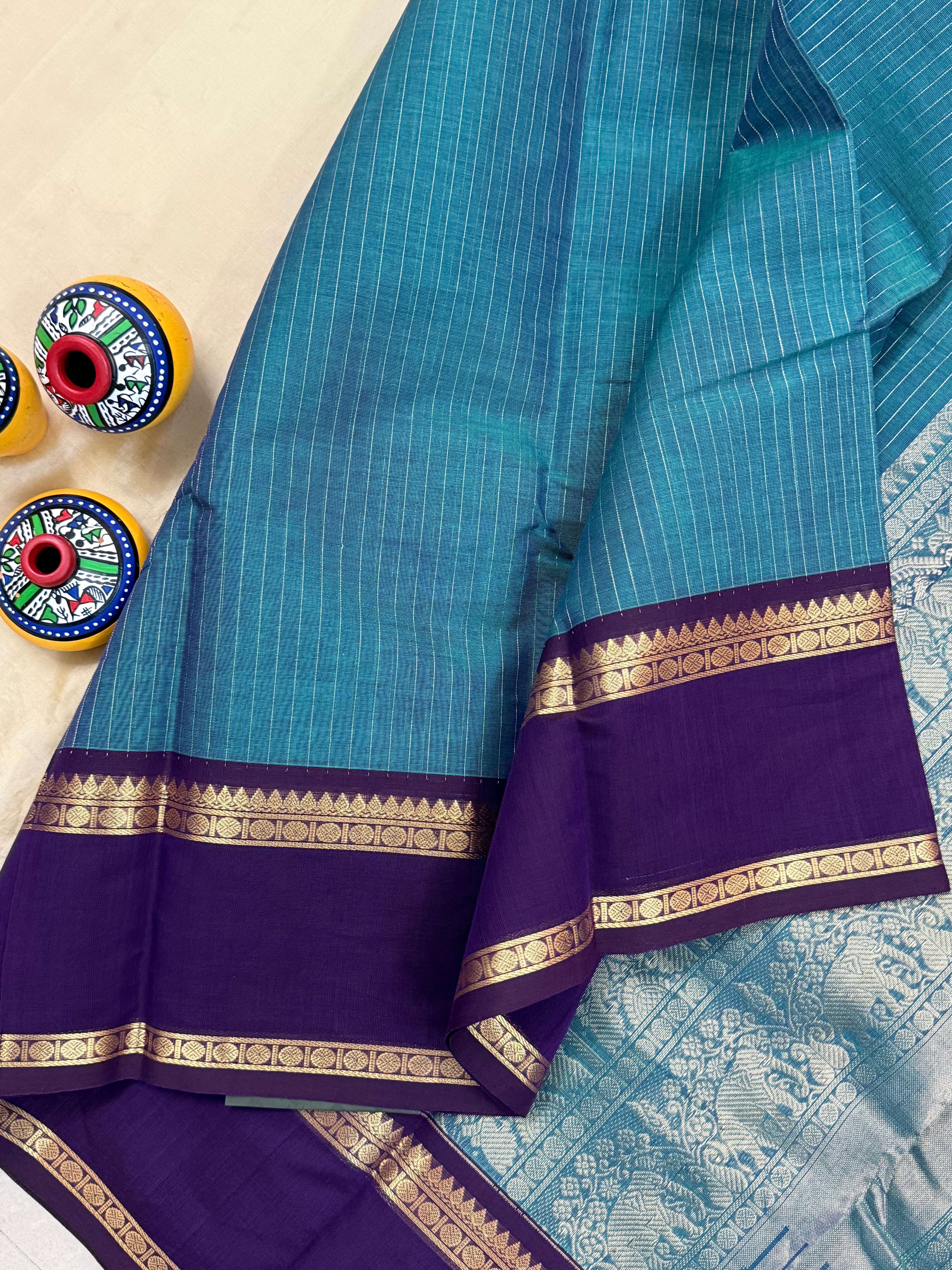 Rama blue rettapet border/ Kanchi Cotton CL5809