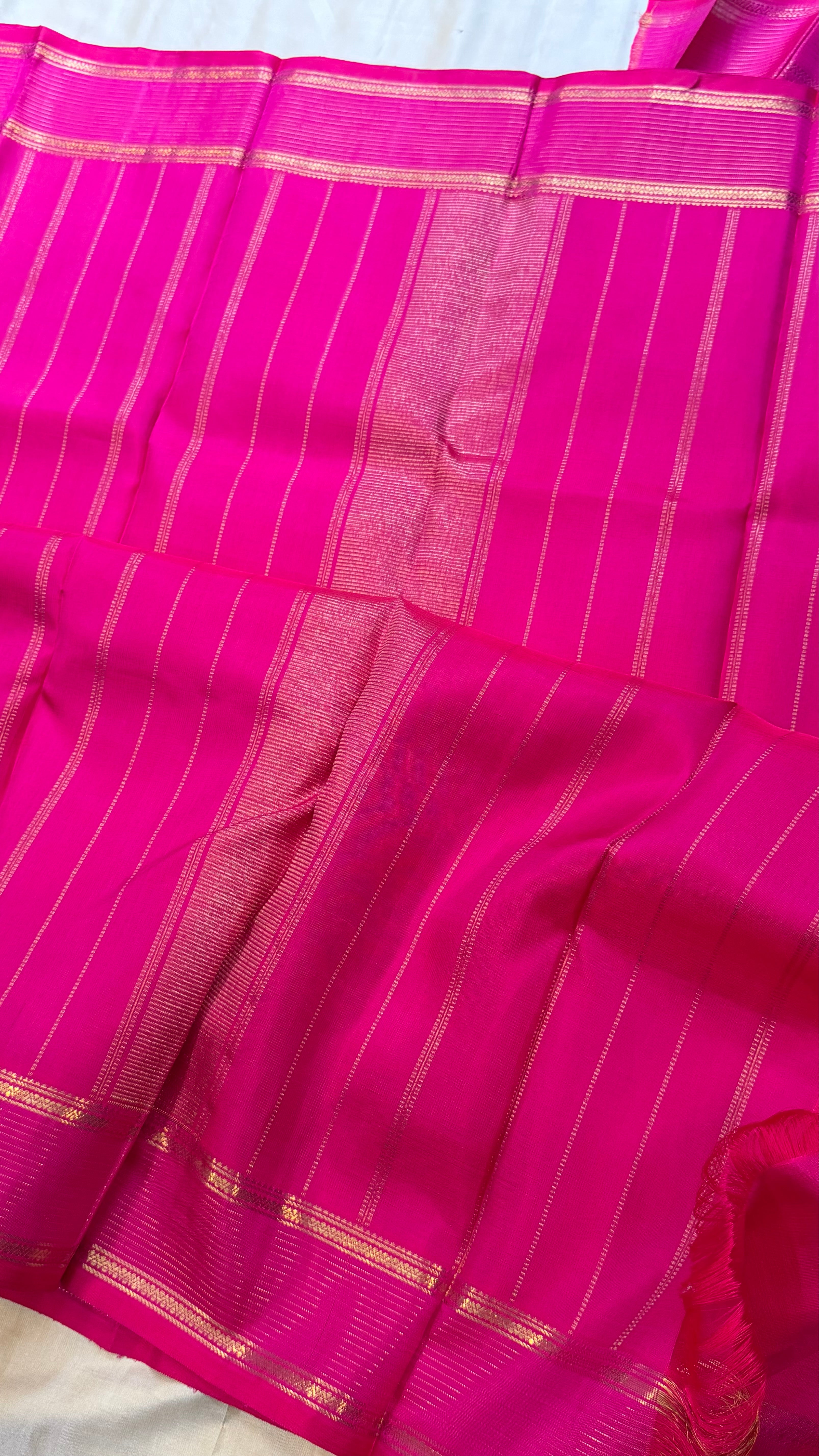 Pink rettapet border/ kanjipuram silk