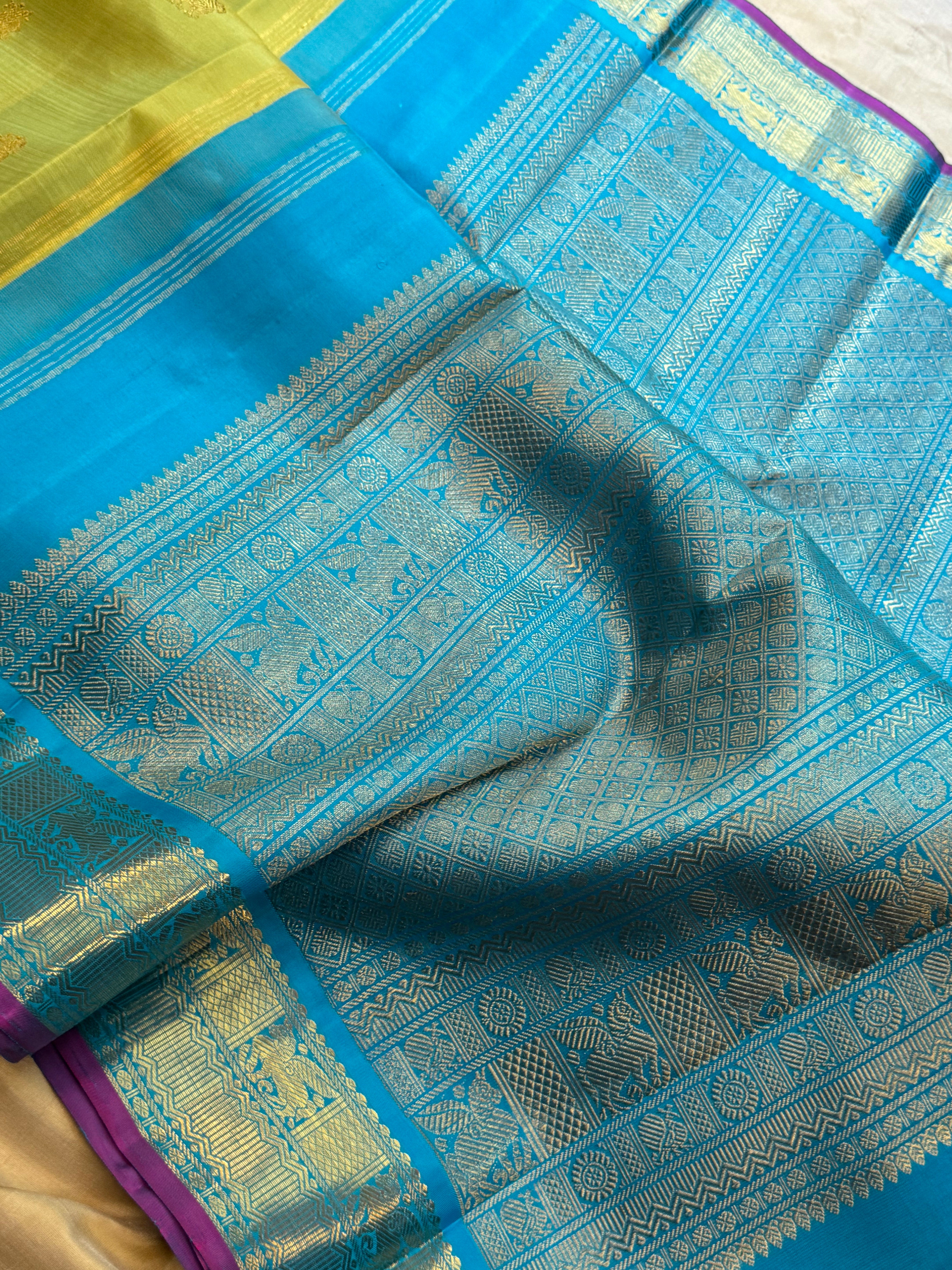 Sampangi Green korvai : kanjipuram silk
