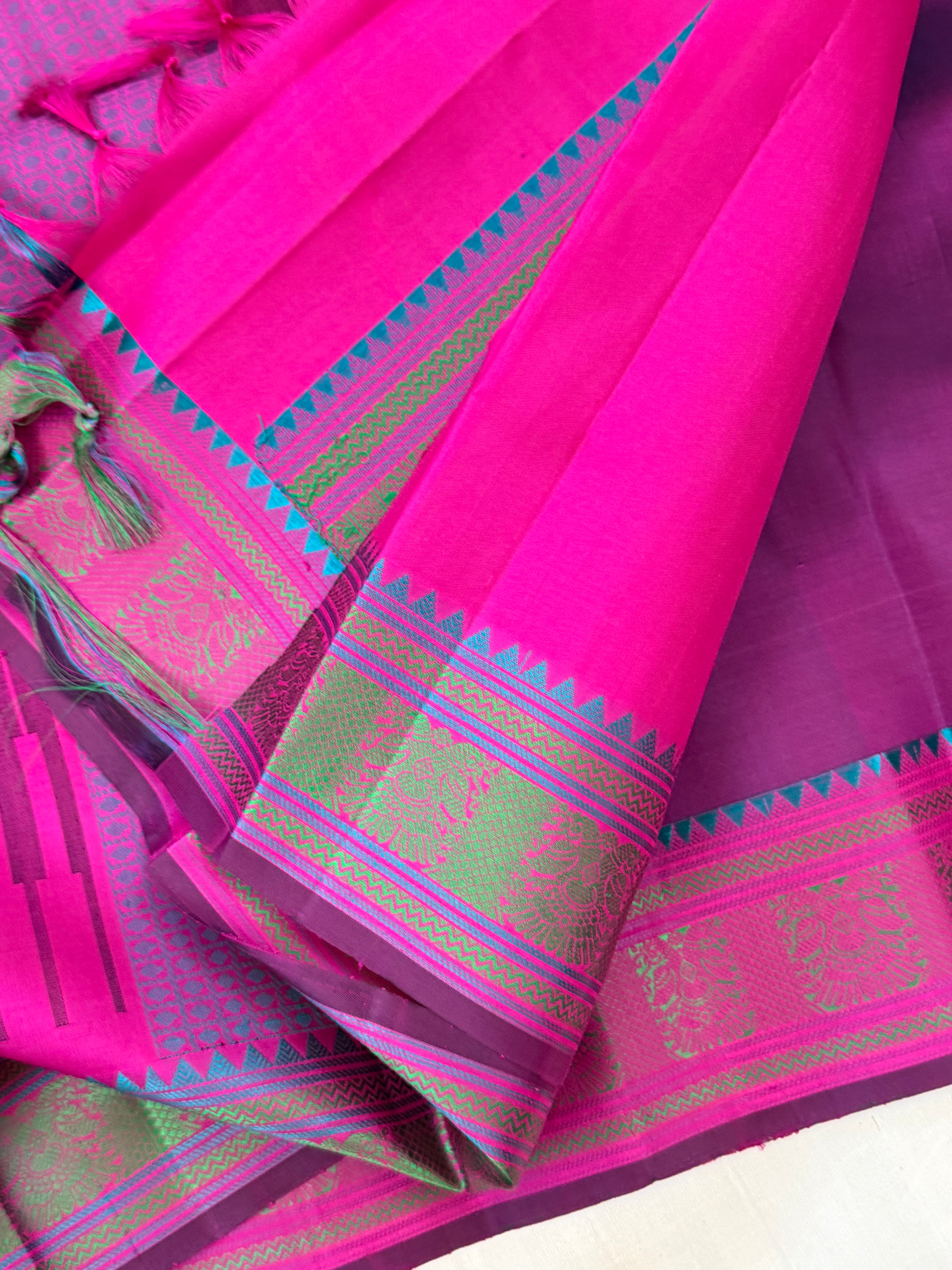 Magenta Iruthalaipakshi pet / Varnangal thread work CLSA11275