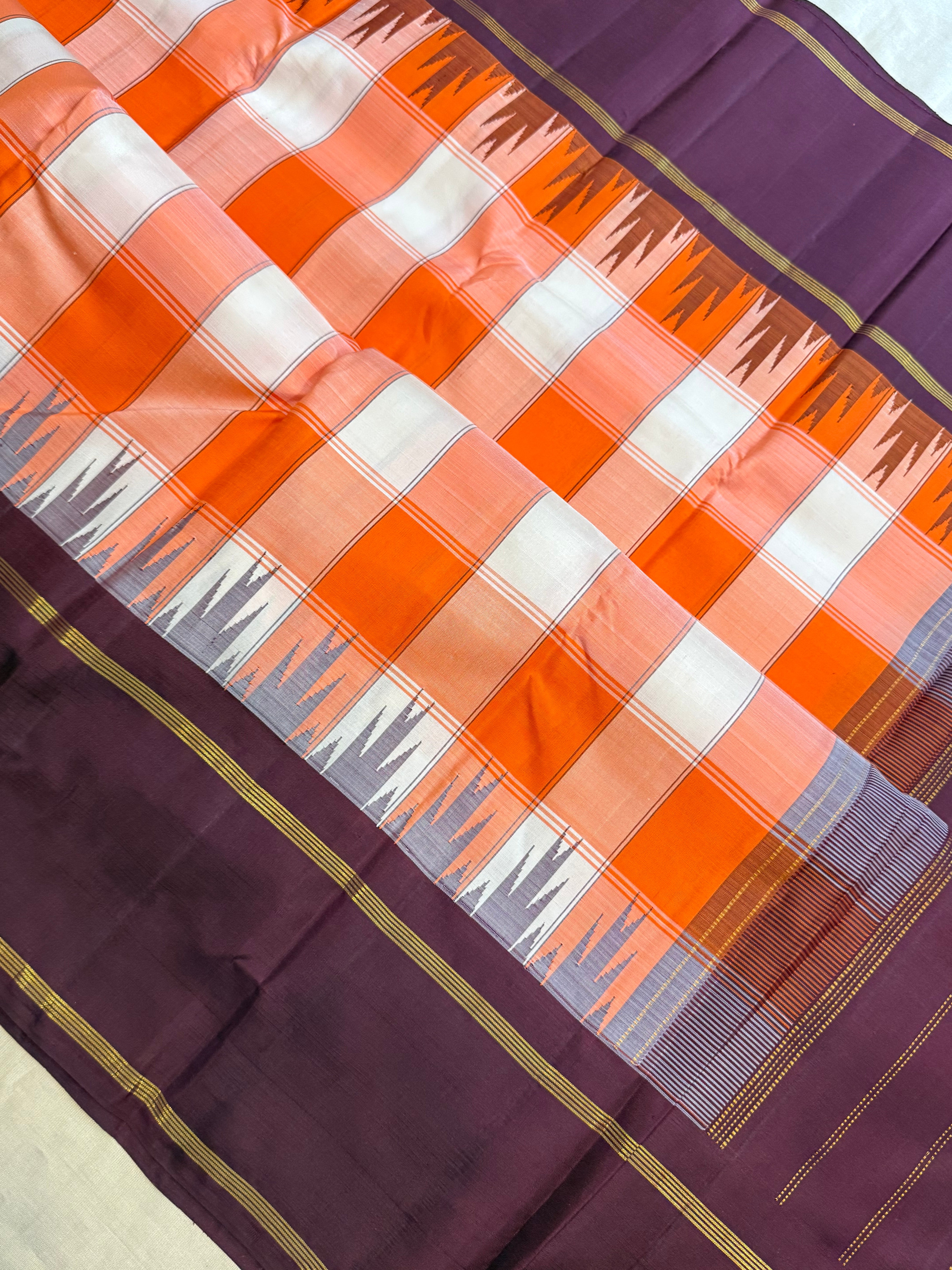 Vintage checks and rettapet border/ Arani silk