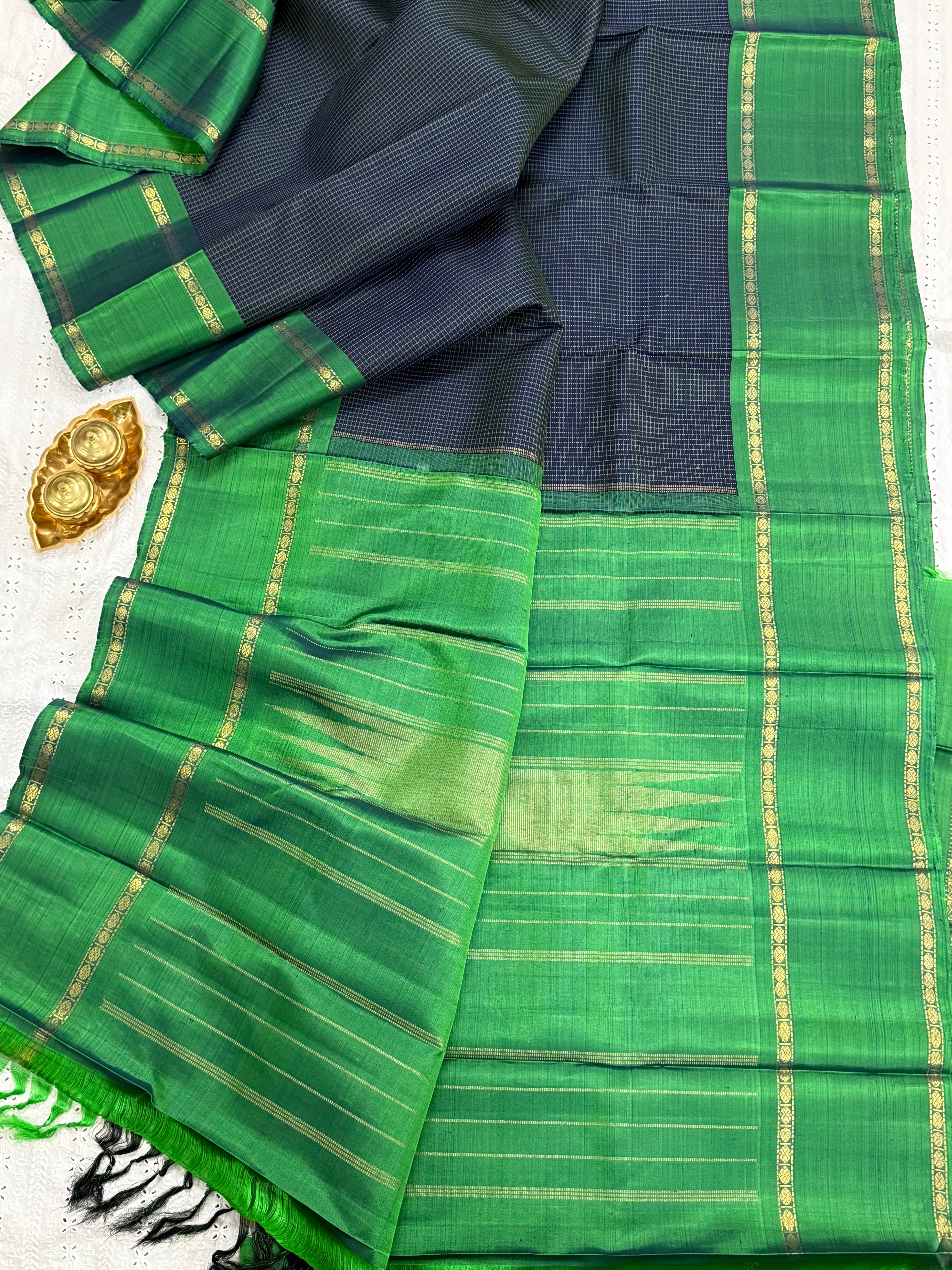 DARK BLUE KATTAM RETTAPET BORDER /KANJIPURAM SILK SAREE CLSA9003