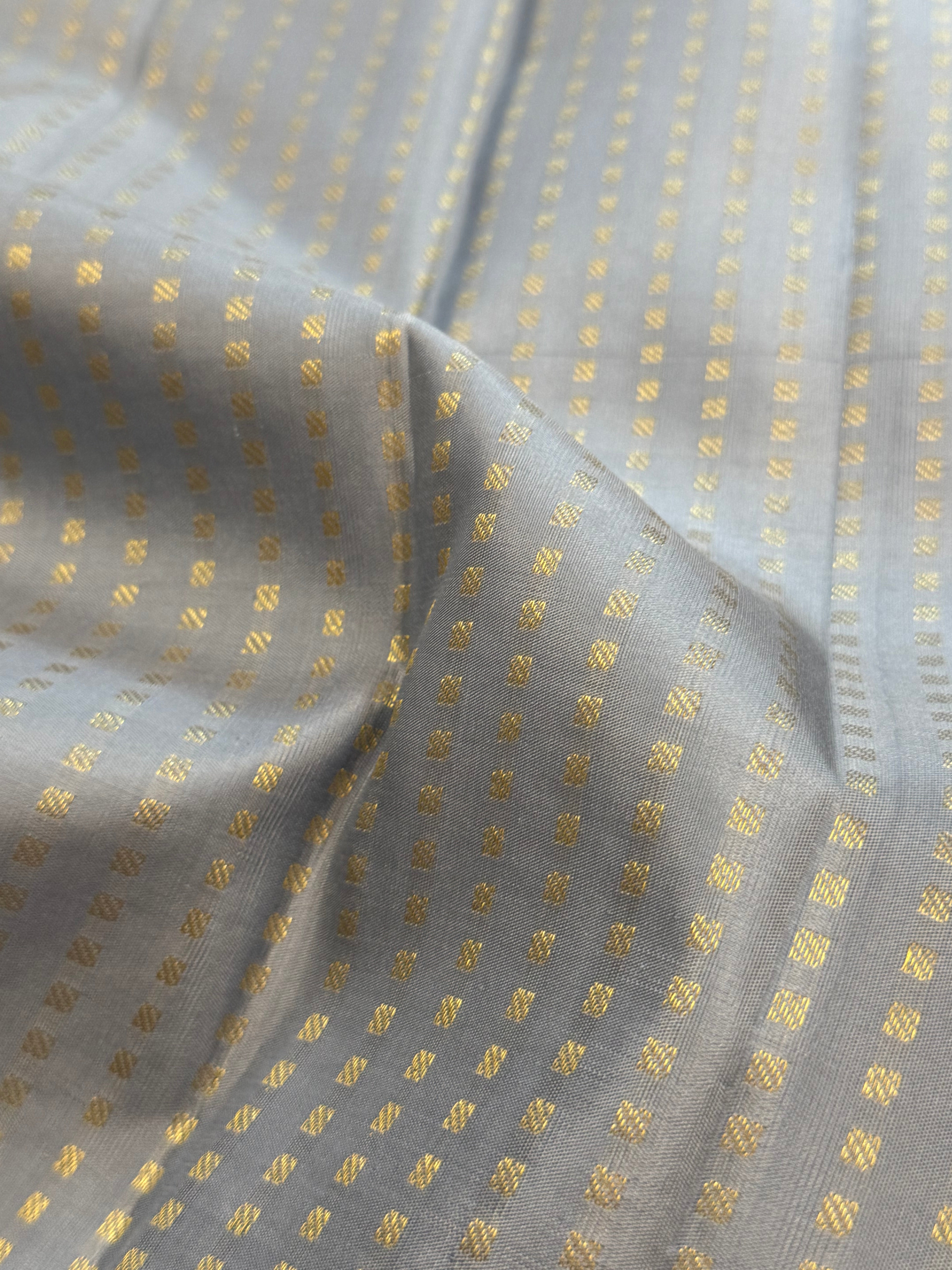 Silverish grey zari butta/ Kanjipuram blouse fabric (per metre)