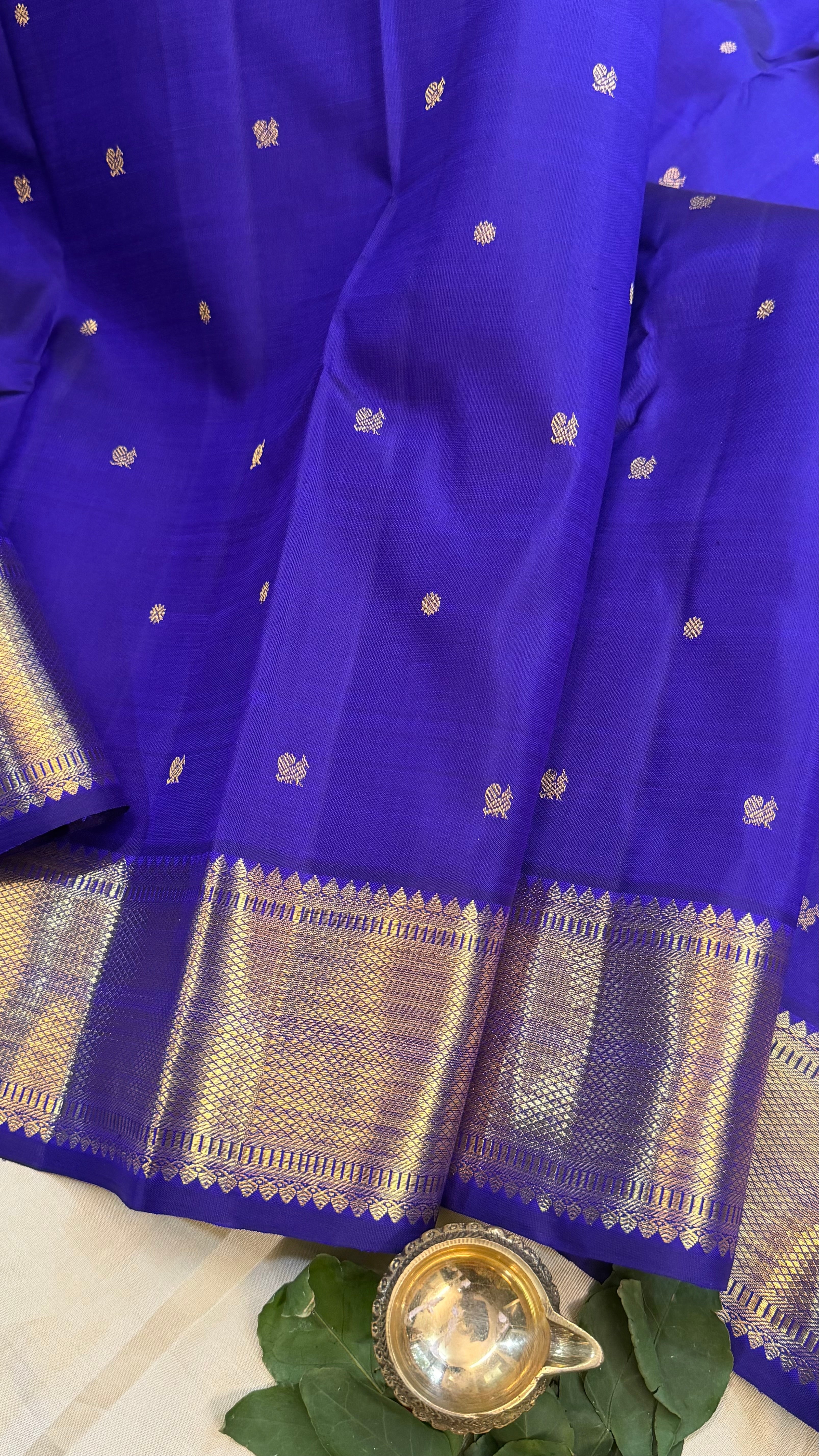 Purplish blue getti border/ kanjipuram silk