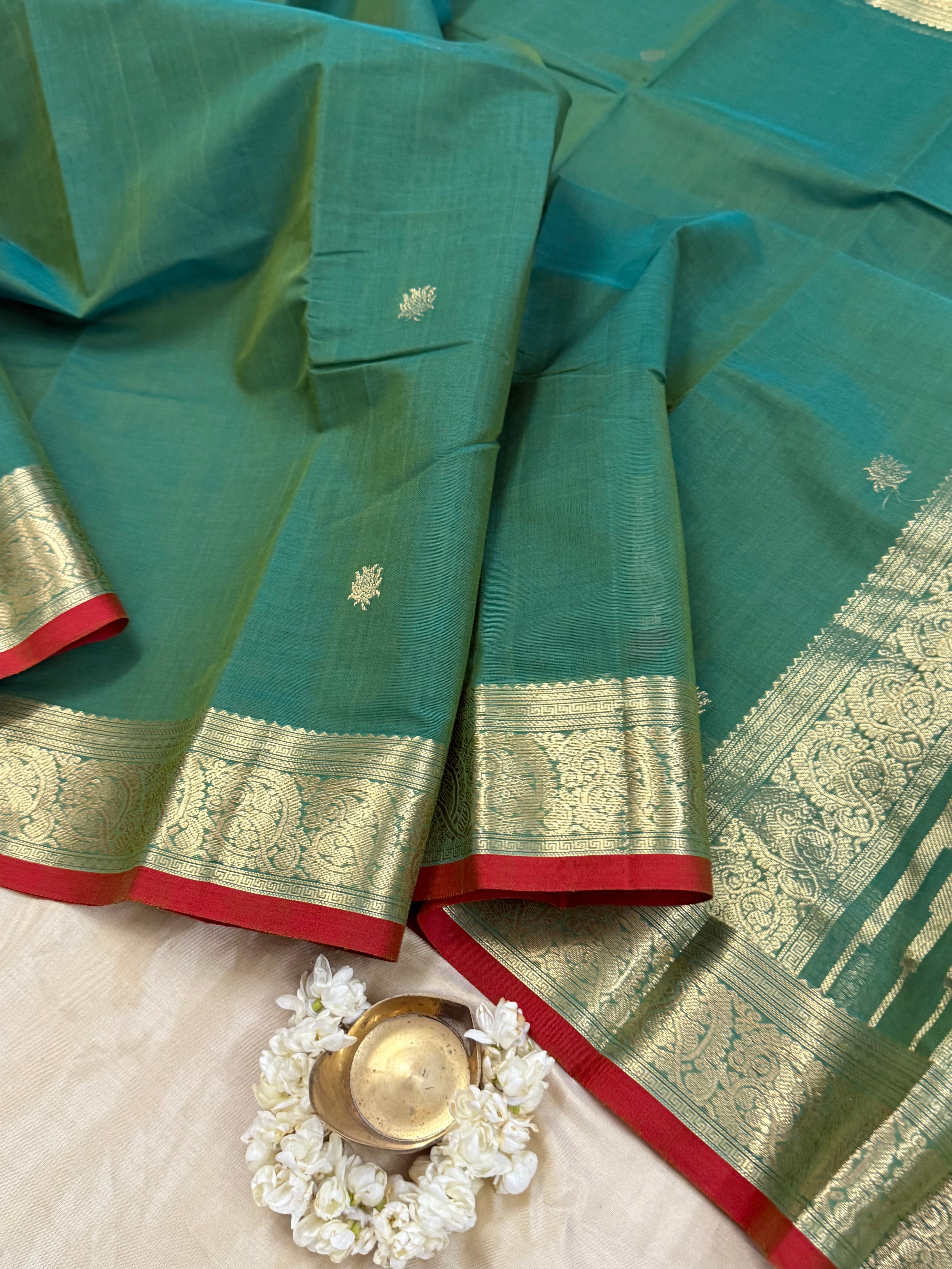 Teal green / Kanchi Cotton