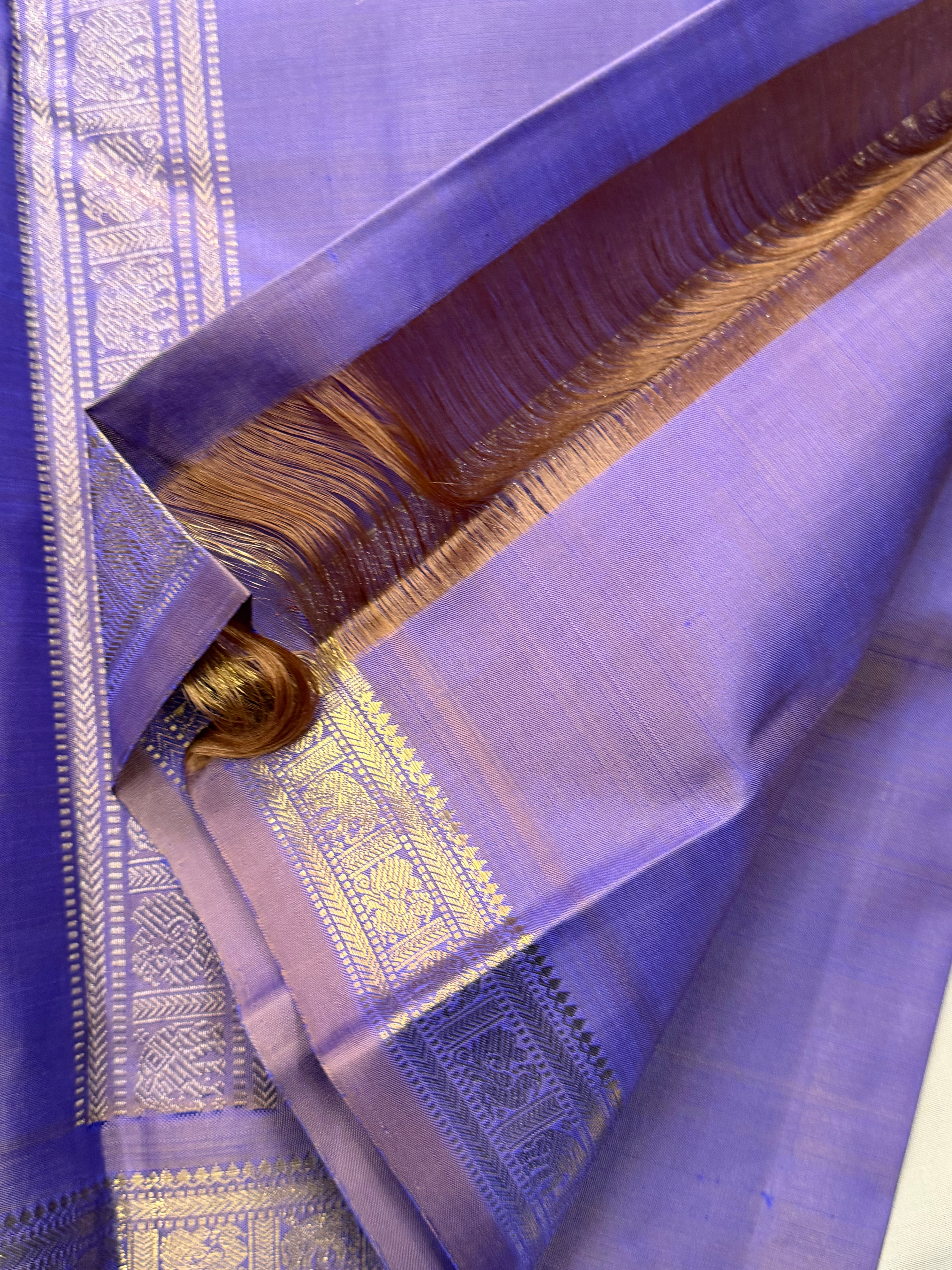 Burnt amethyst small border pure Zari Kanjipuram silk CLSA9667