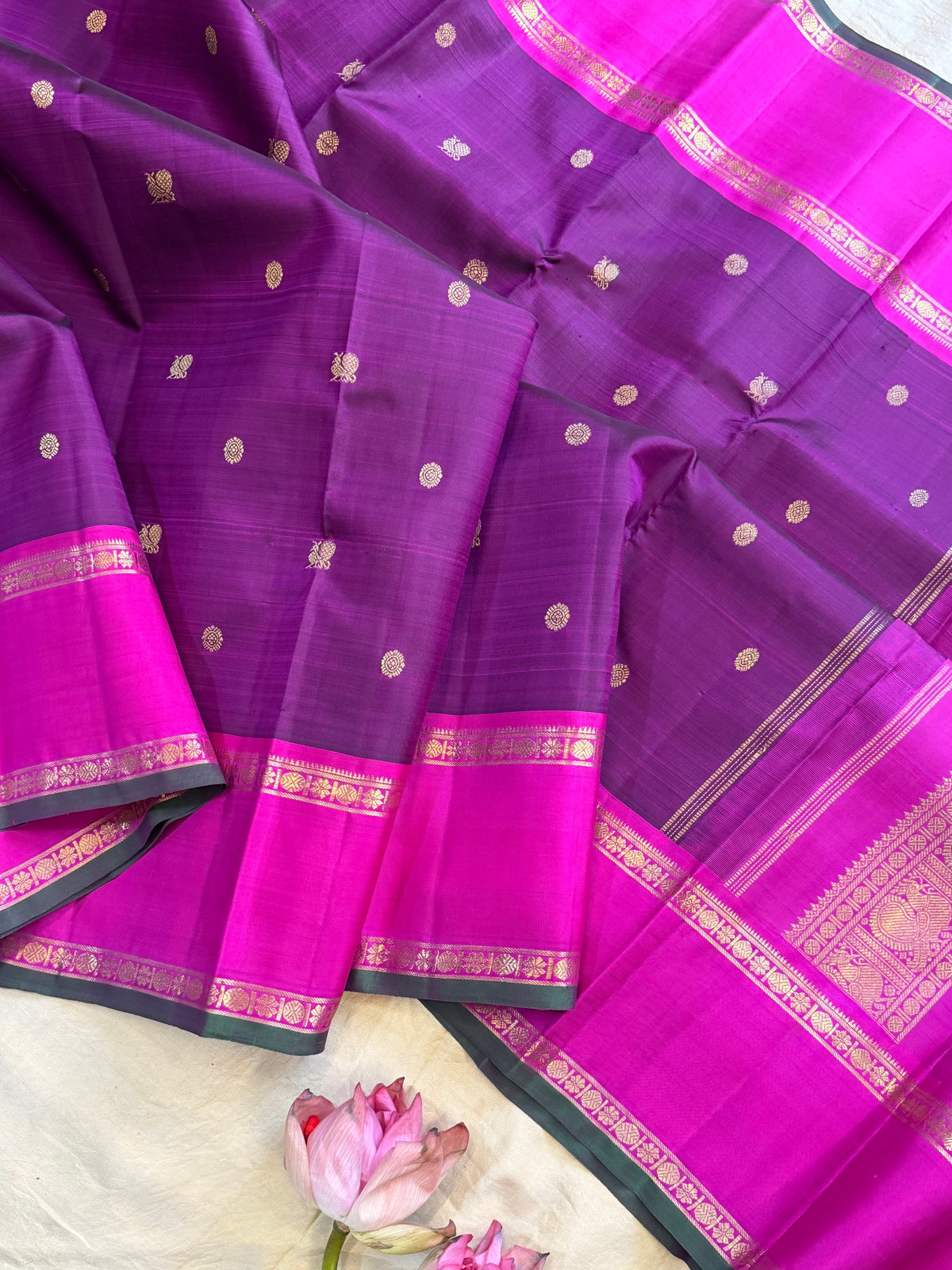 Purple retta pet simple pure Zari Kanjipuram clsa12687