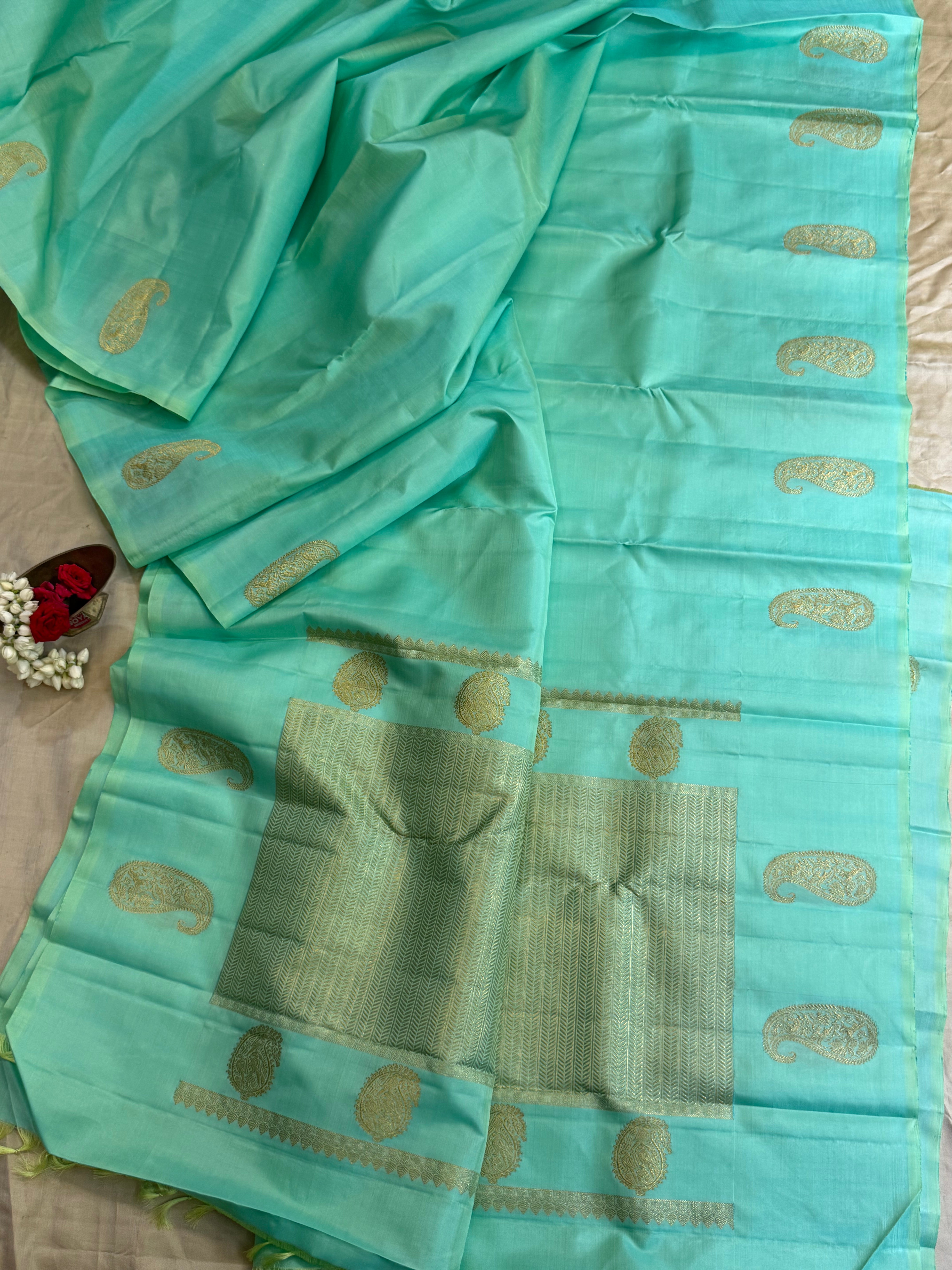 Sea green borderless/ Arani silk