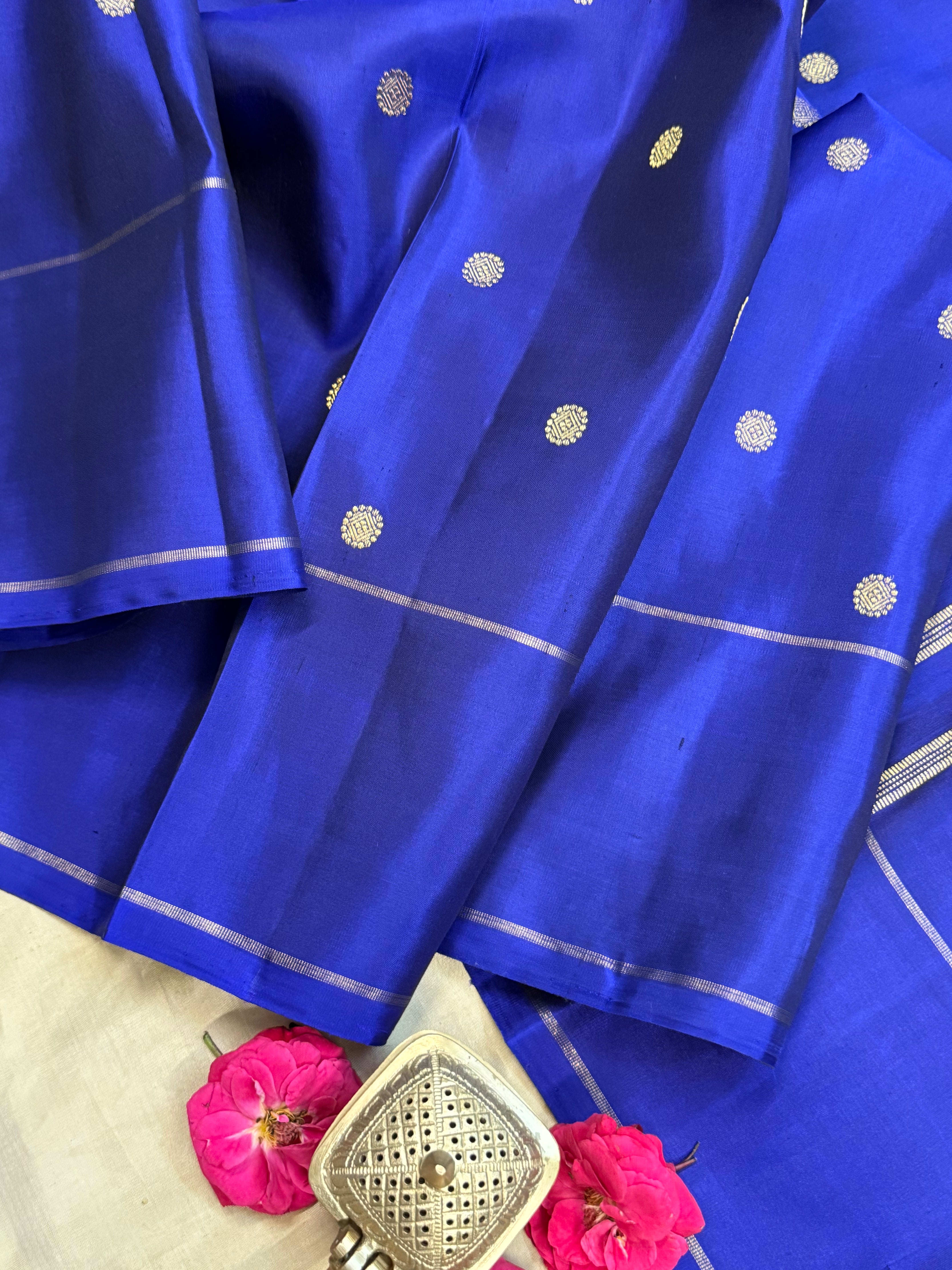 Ms blue kamalam butta / Kanjipuram silk CLSA9147