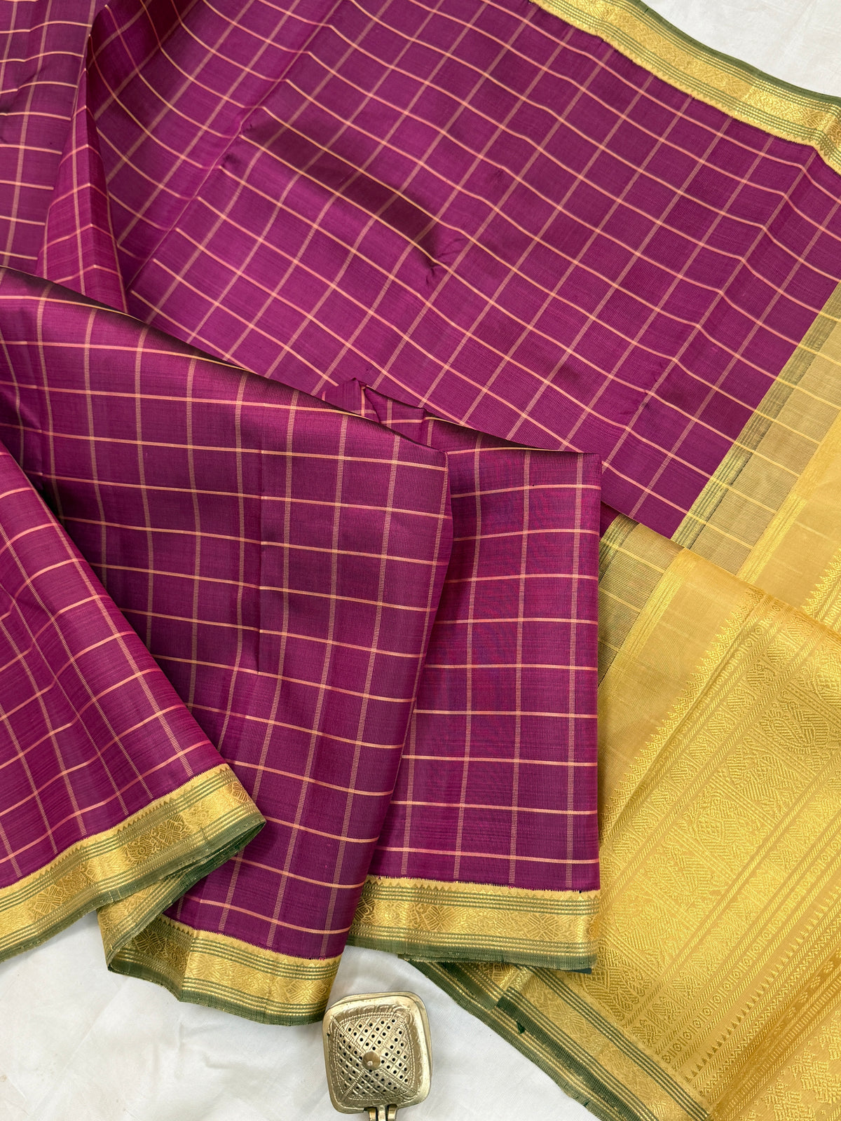 Purple Punai Kattam Korvai/ kanjipuram silk saree clsa 12117