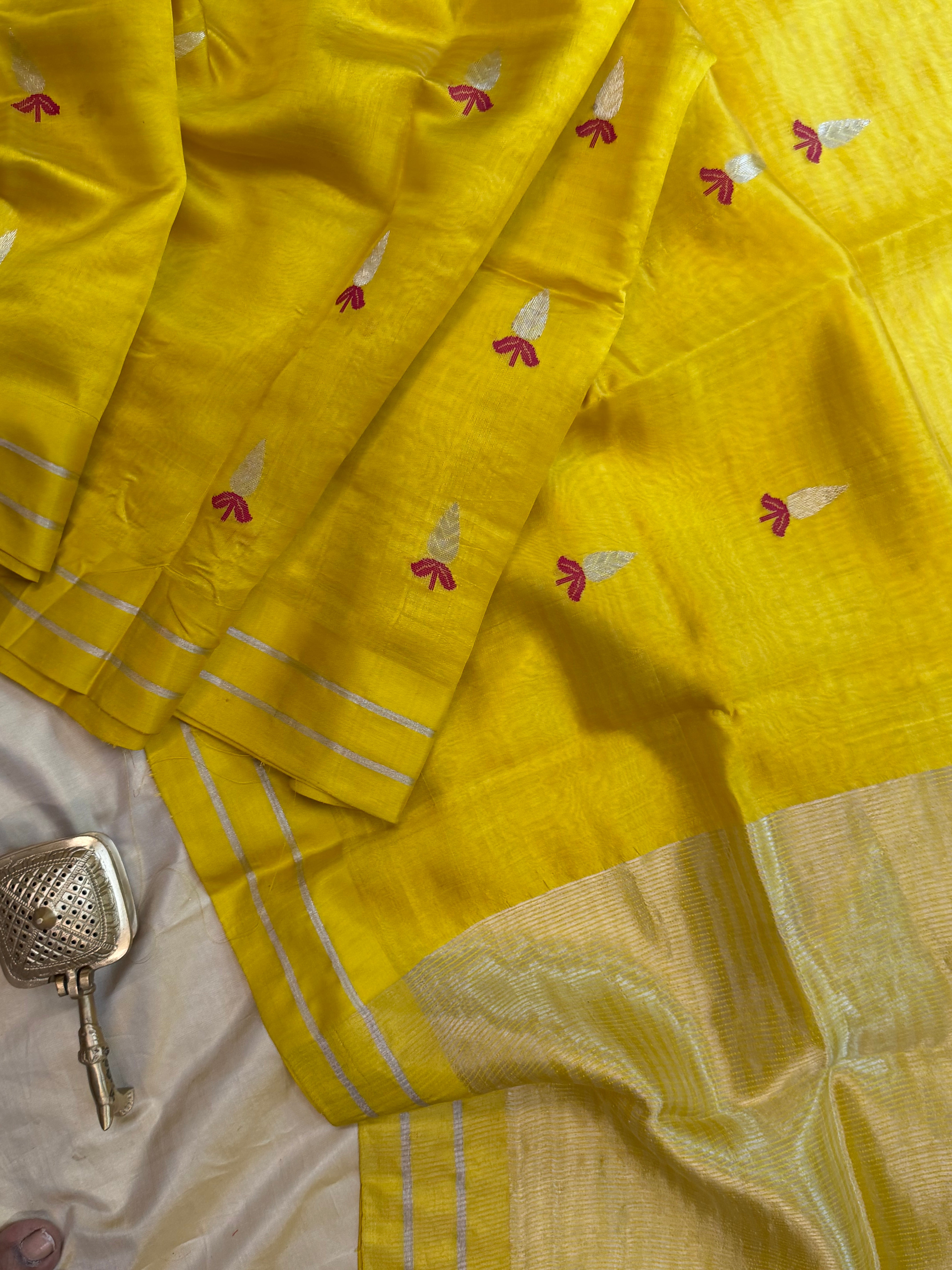 Yellow Butta saree / revival Chanderi silk