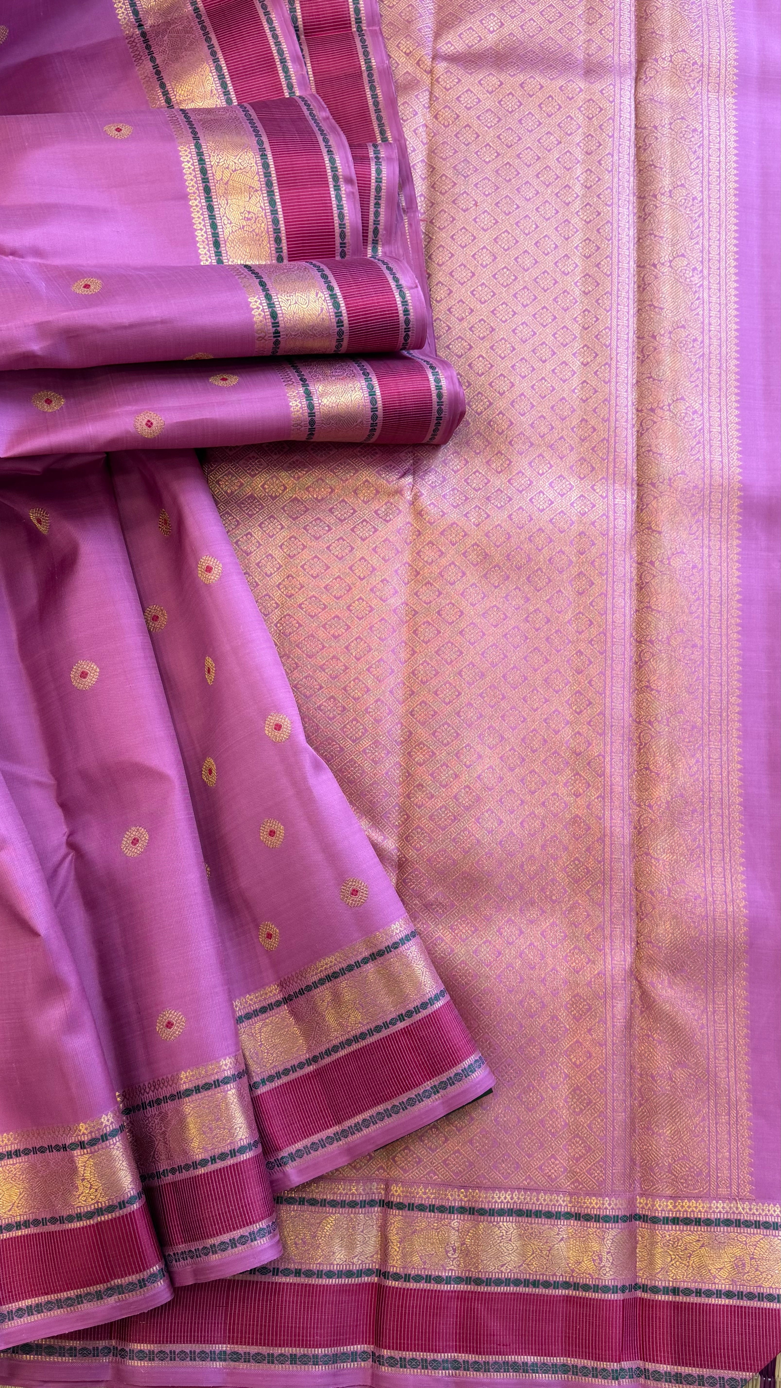 Dusky pink meenakari Butta / Kanjipuram silk