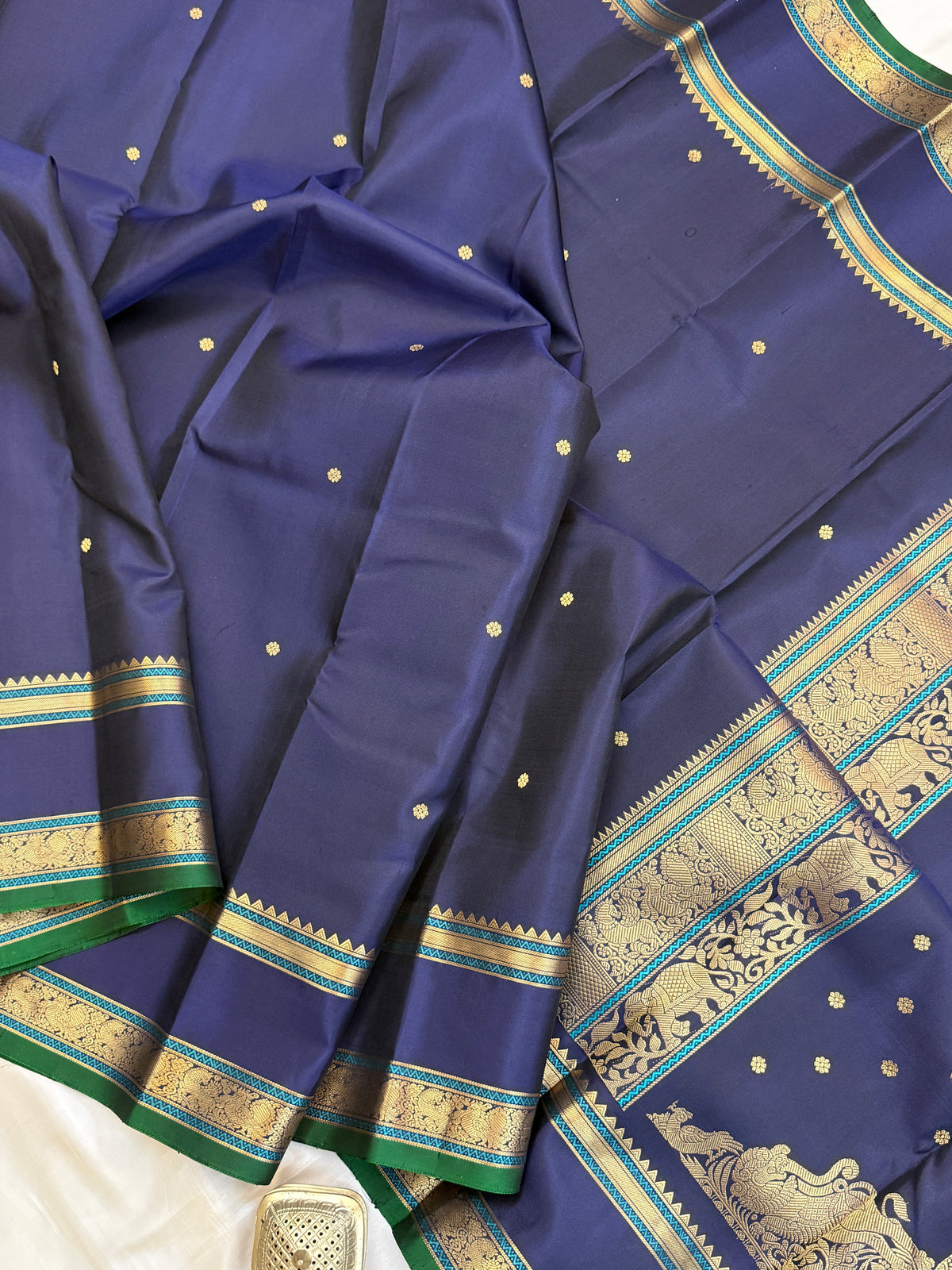 Special edition Dark Navy Blue with Zari Butta silk saree/clsa 12420