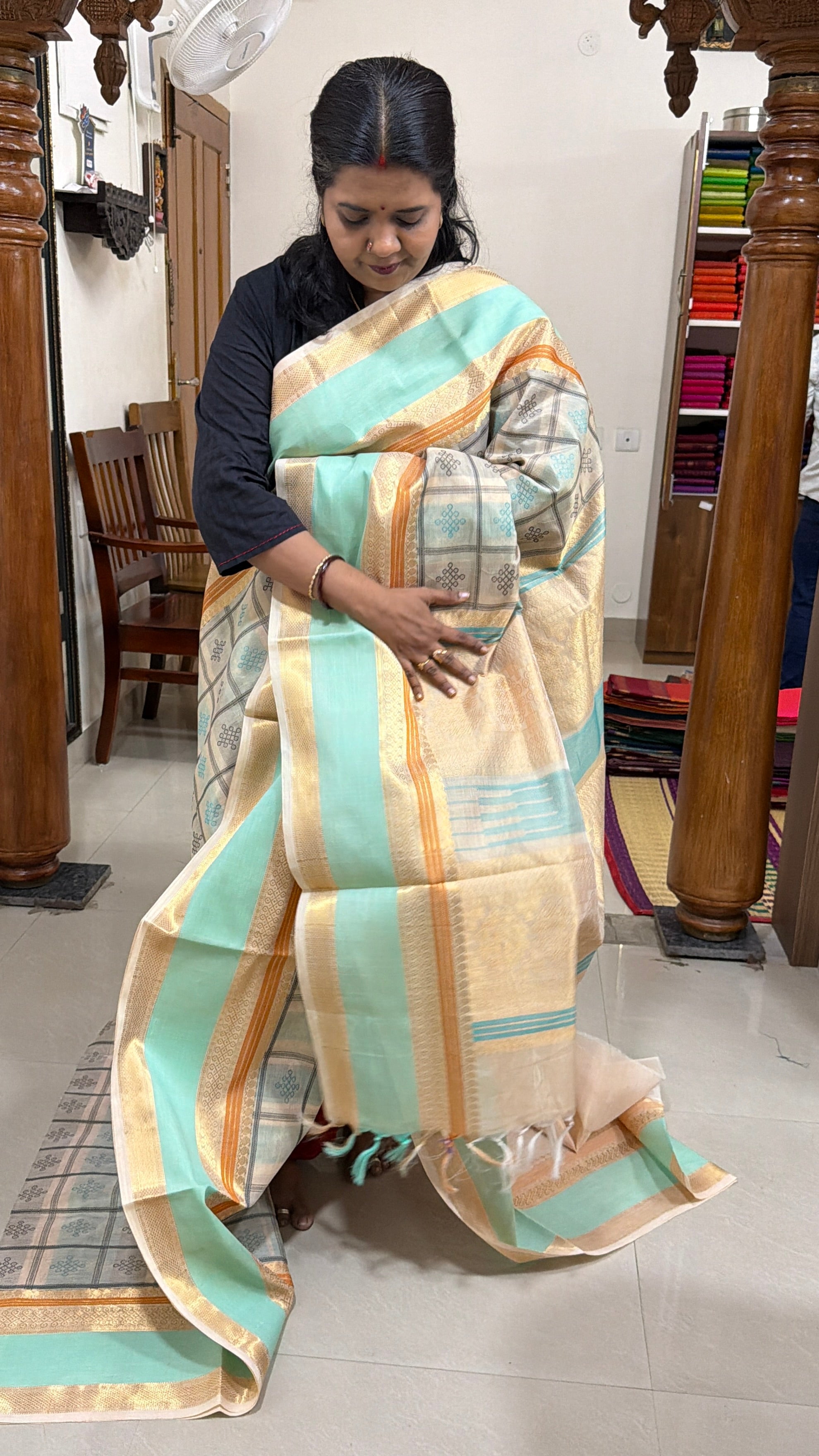 Kolam Butta / Onam series silk cotton