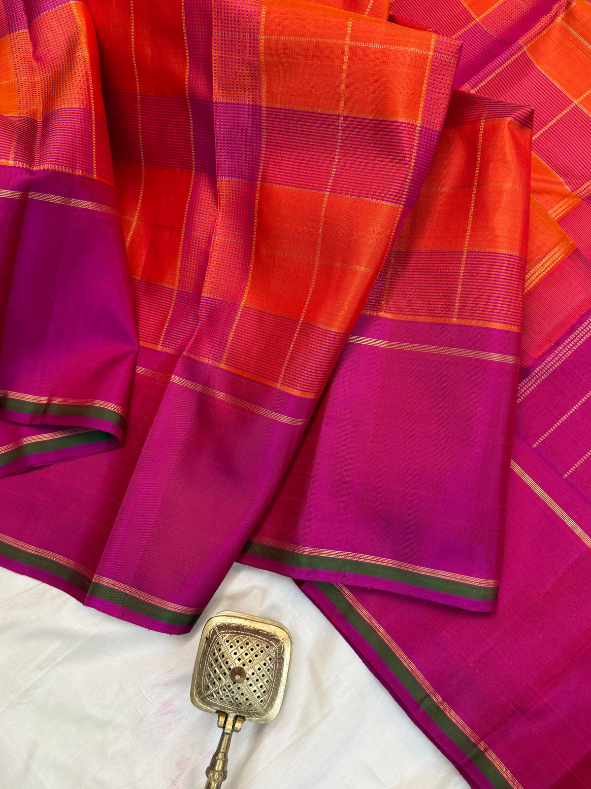 Chettinad Kattam pure Zari/Kanjipuram silk saree clsa 12755