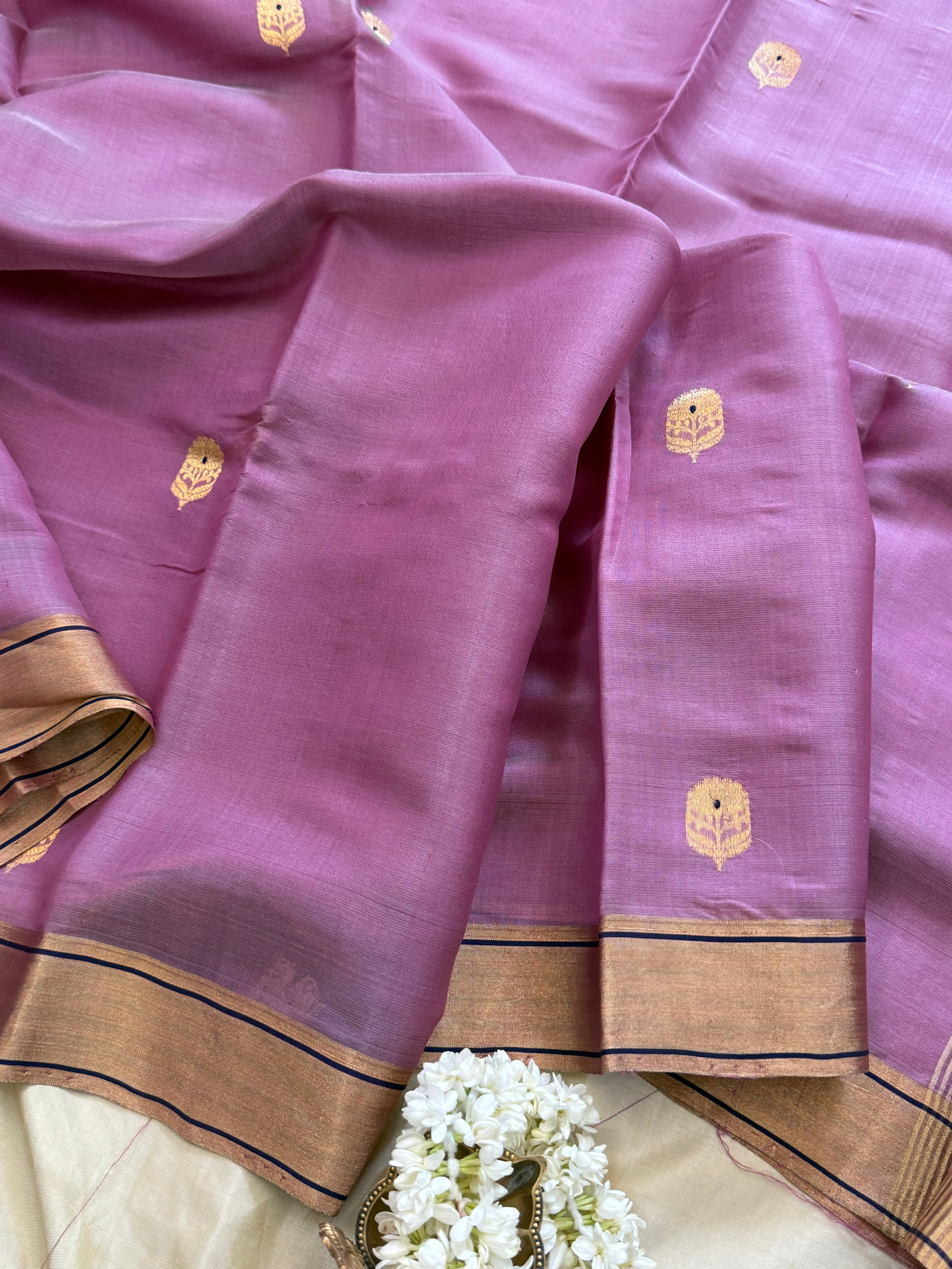 Lavender floral butta / Chanderi silk CLSA10869