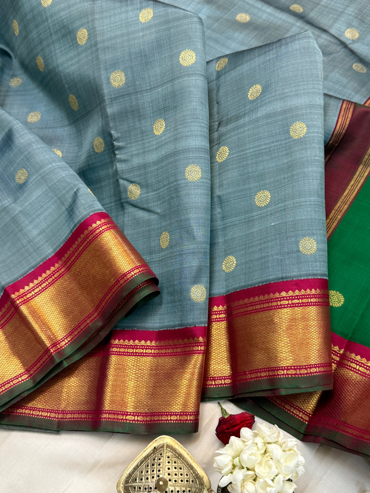 double Palla Korvai / Kanjipuram Silk Saree CLSA9474