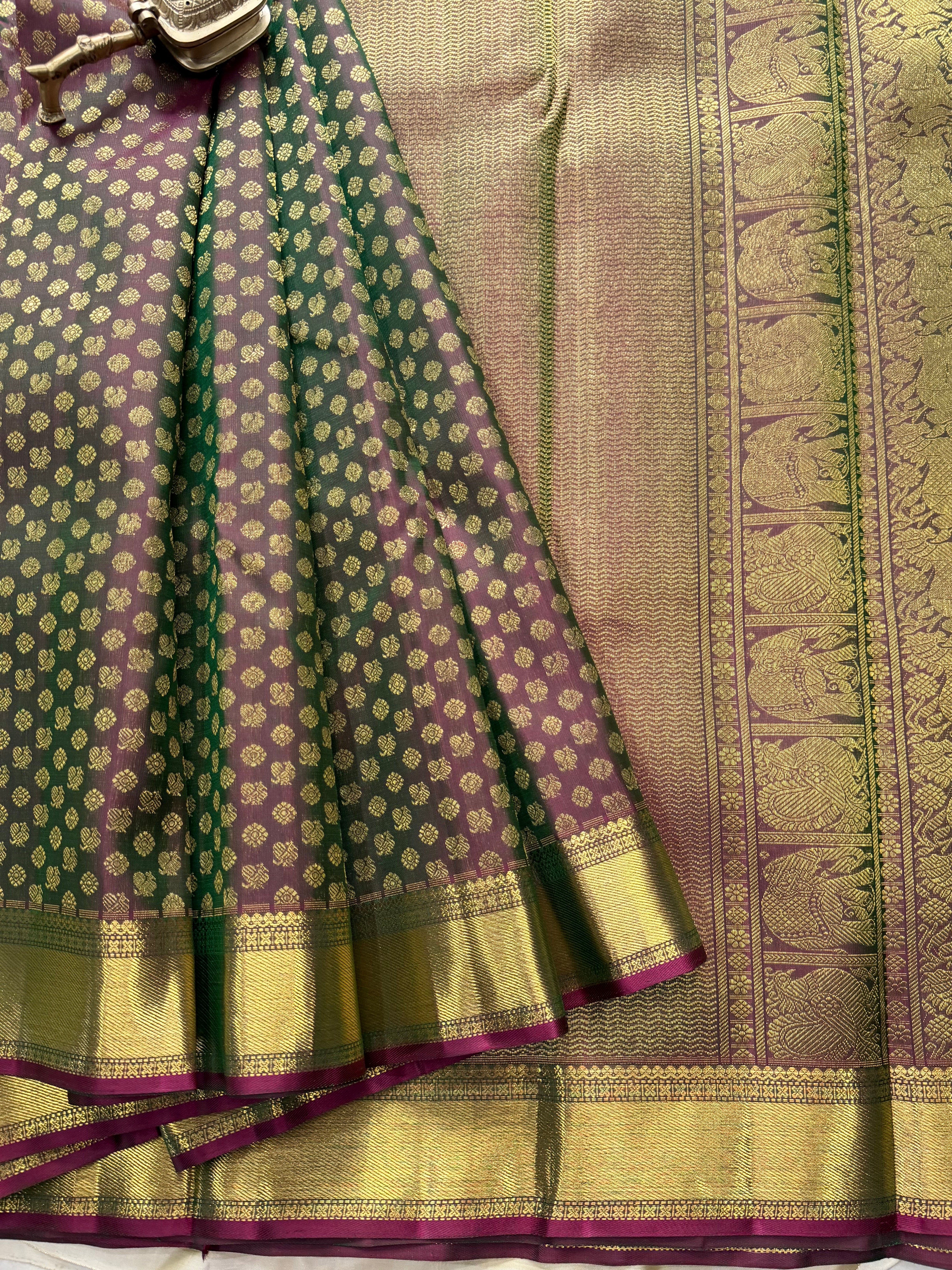1 lakh Butta manthulir bridal pure Zari Kanjipuram silk