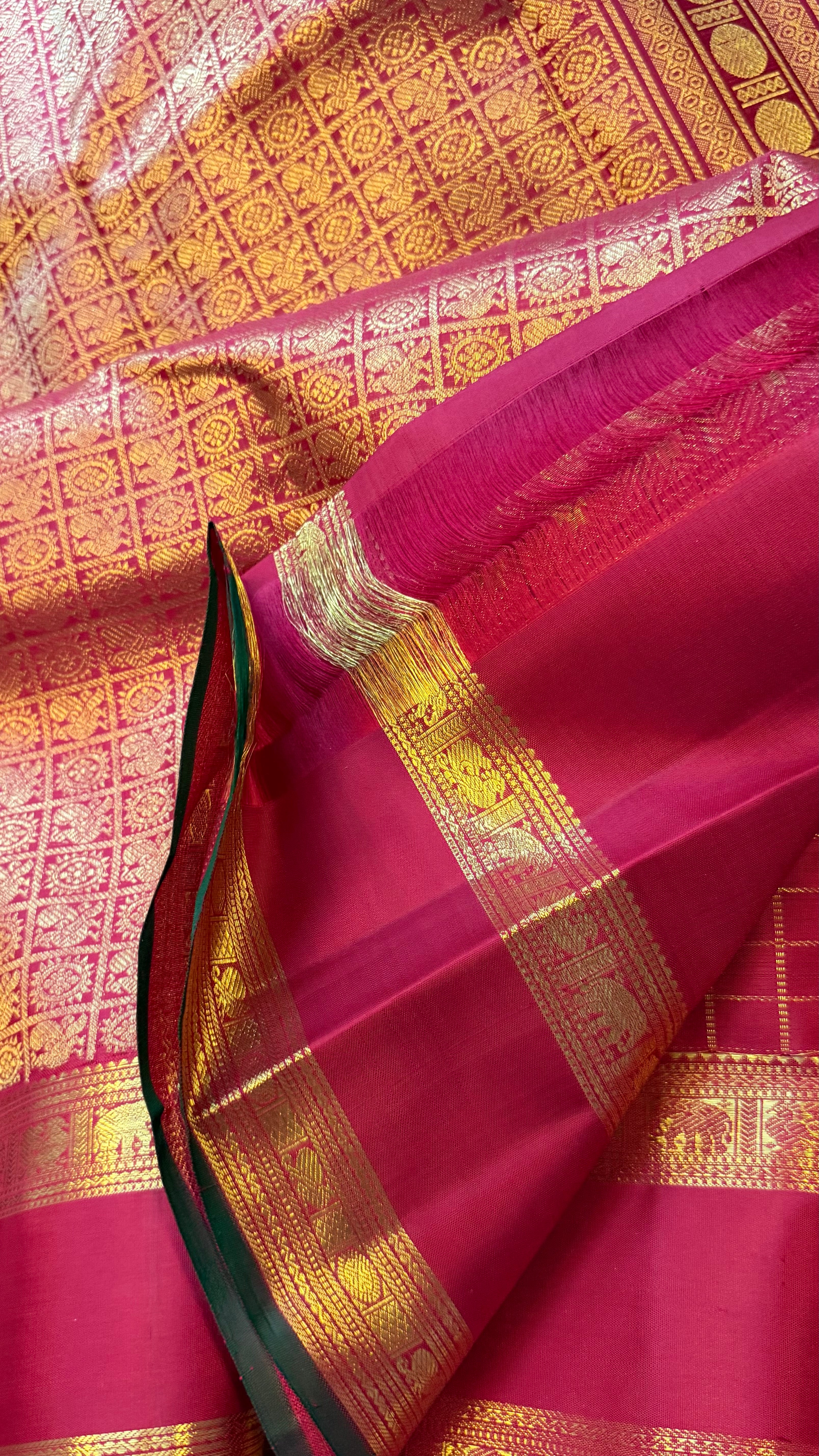 Deep red Zari Kattam / Kanjipuram silk