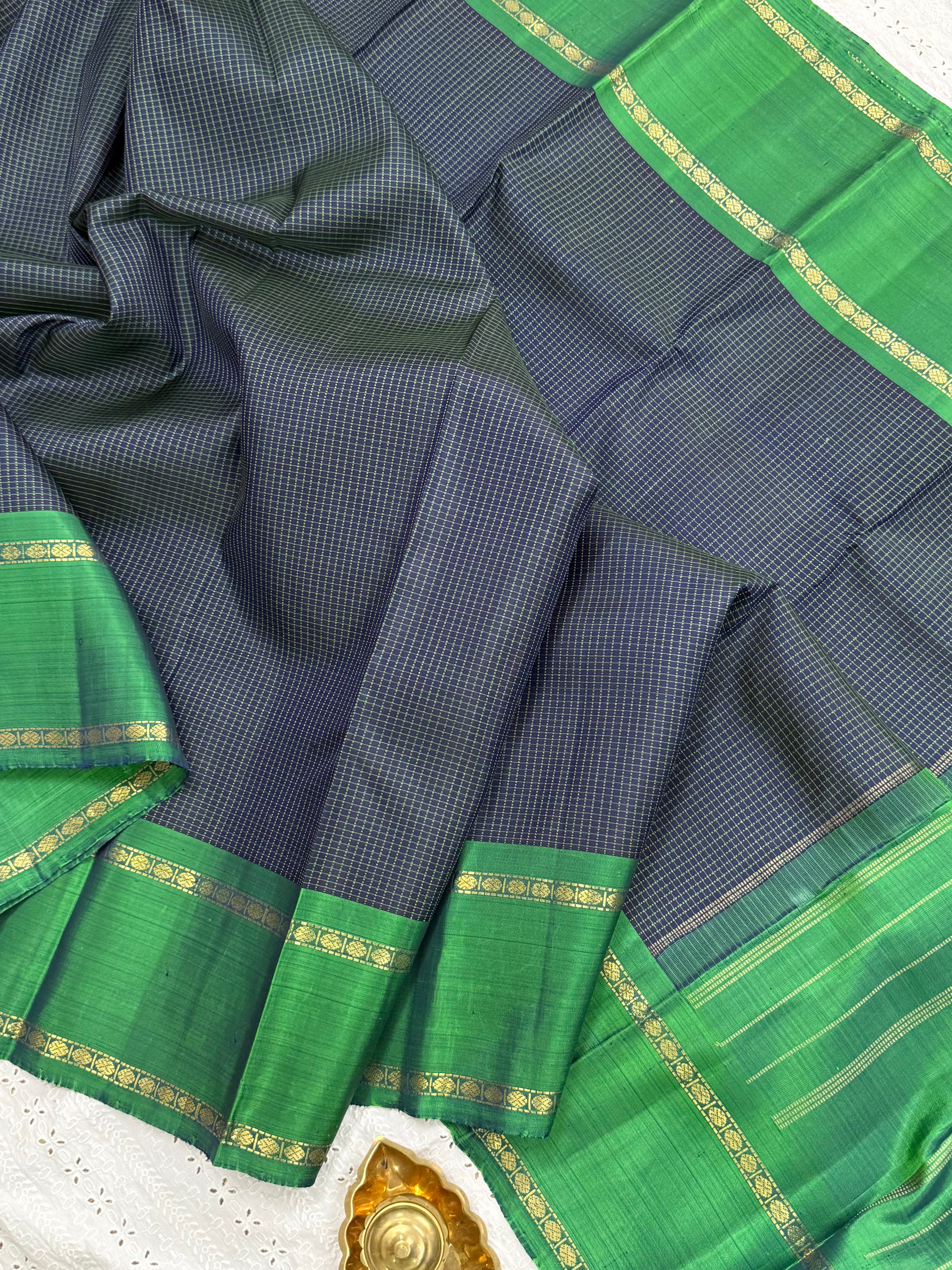 DARK BLUE KATTAM RETTAPET BORDER /KANJIPURAM SILK SAREE CLSA9003