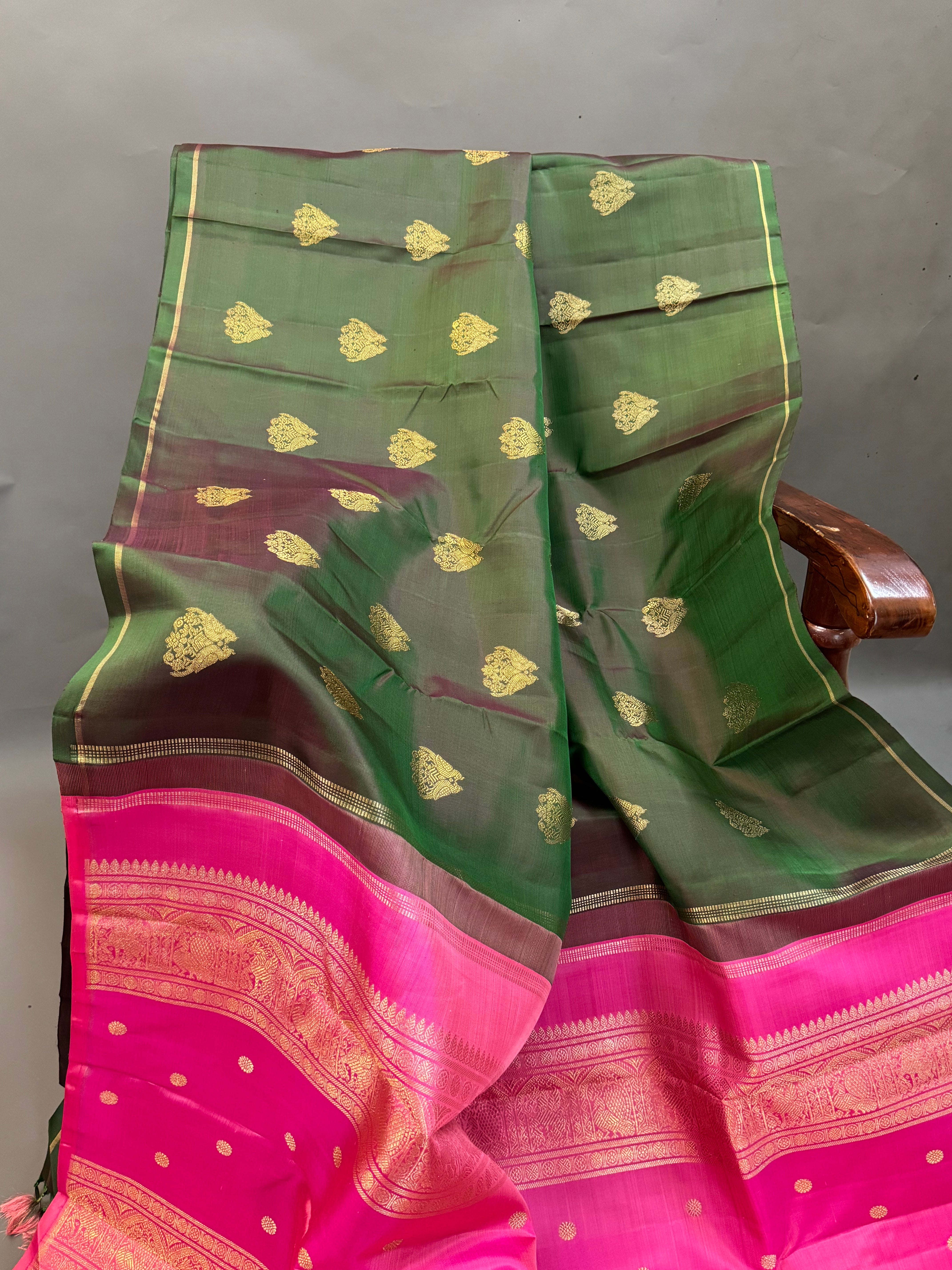 Manthulir Jodi kili Borderless kanjipuram silk saree