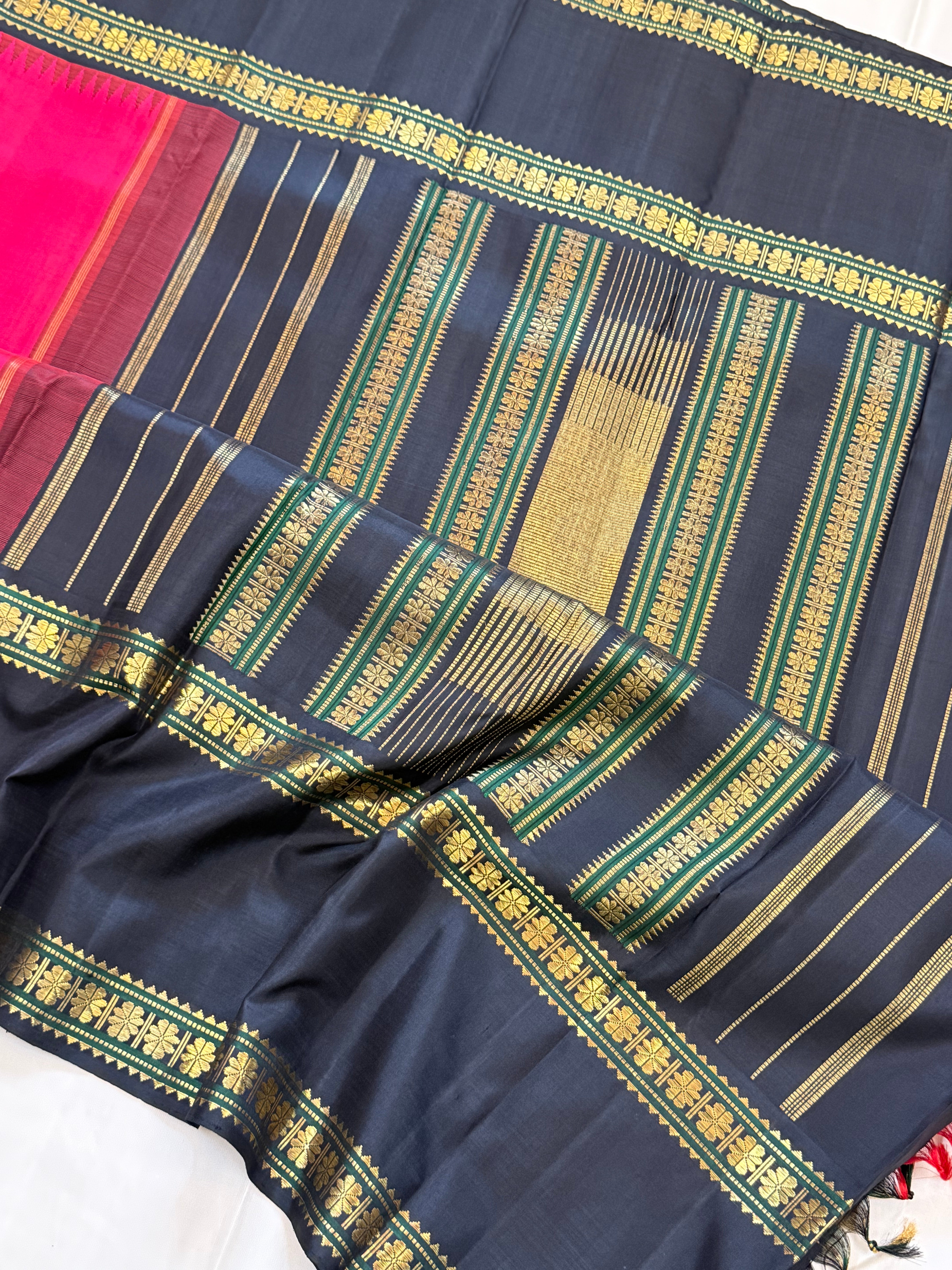 Deep pink Kai Korvai/ kanjipuram silk CLSA11000