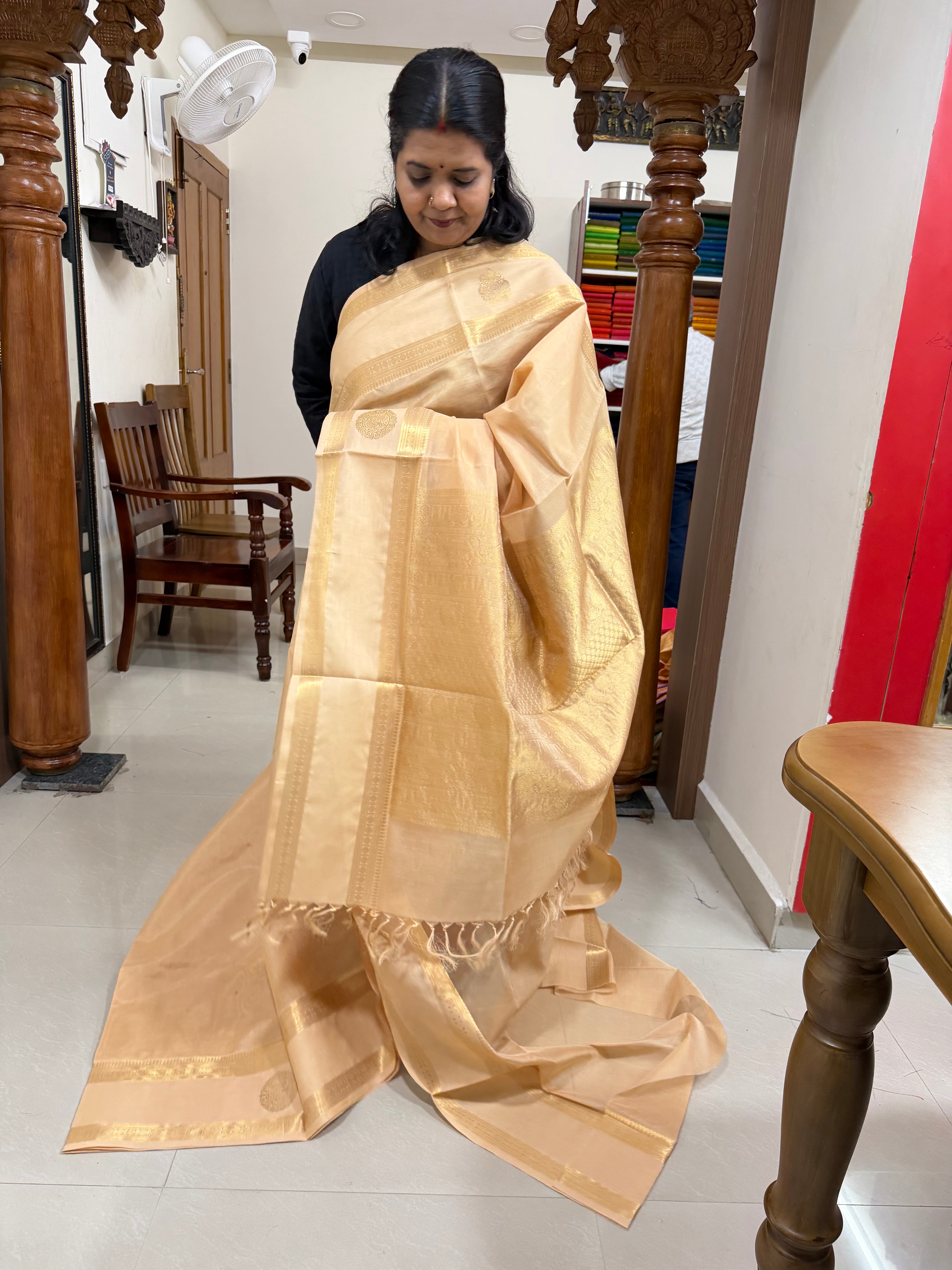 Border Butta ivory gold / Onam series silk cotton