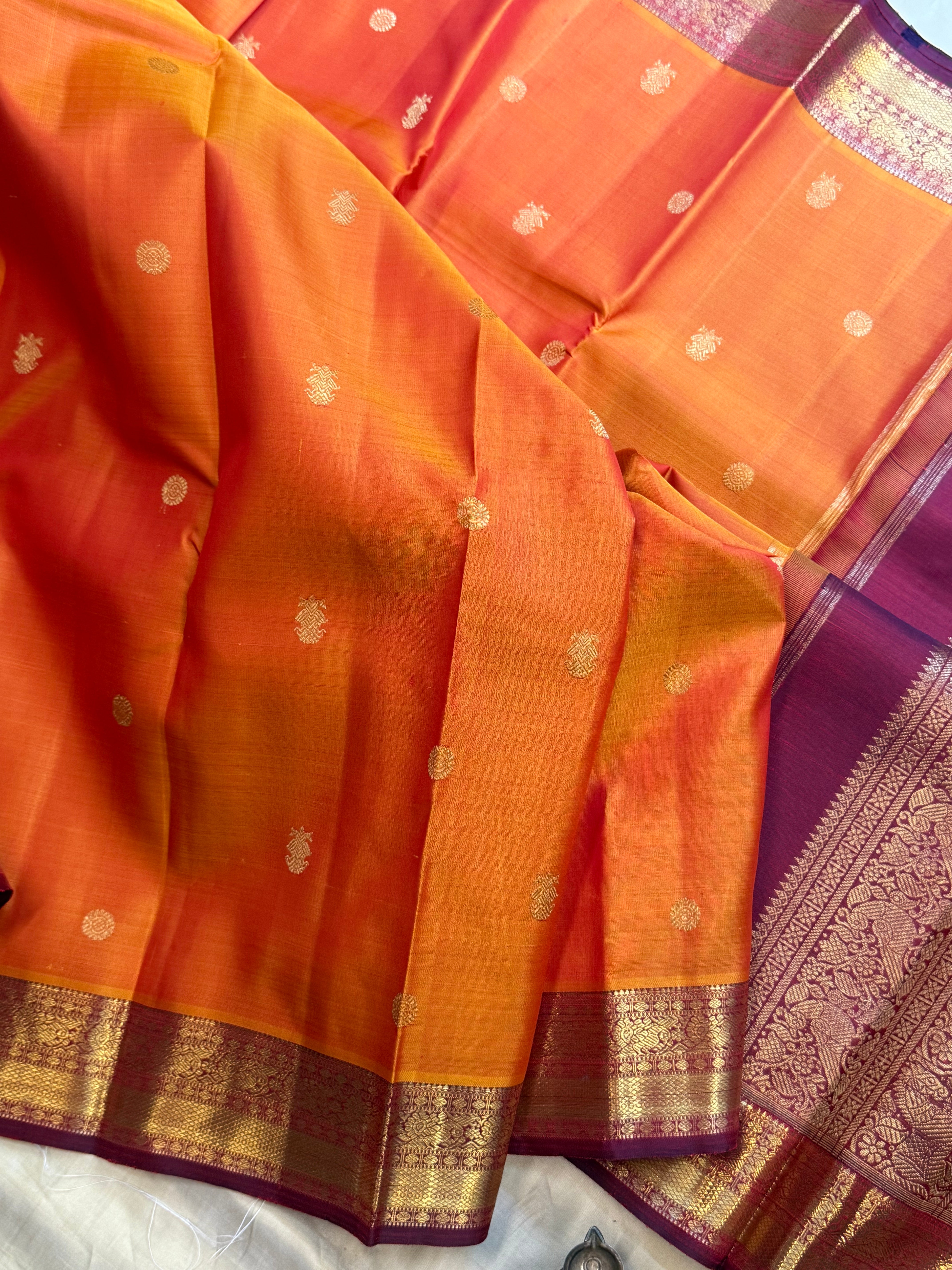 Rustic orange and araku / Kanjipuram silk