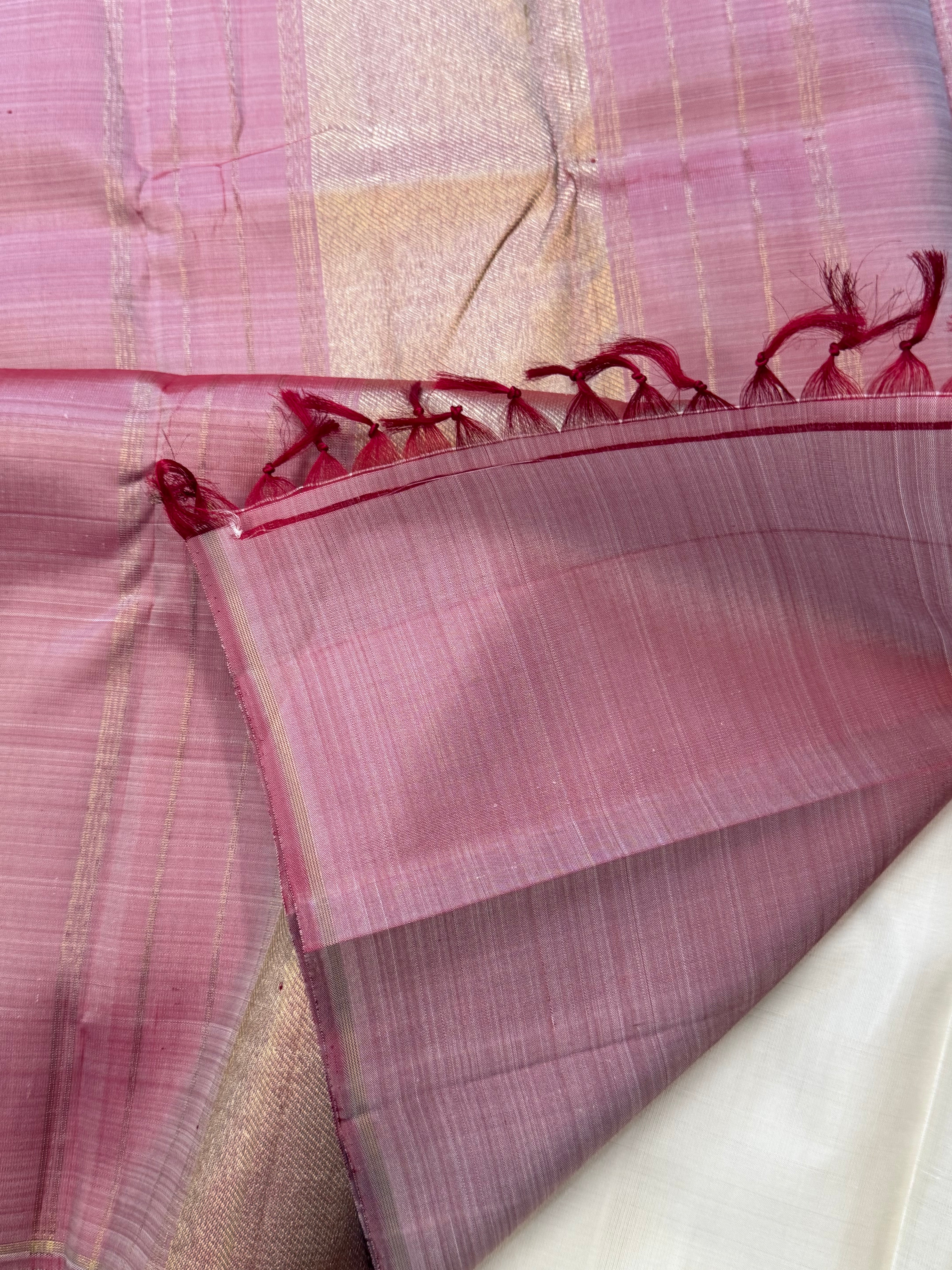 Off white border less/ kanjipuram silk