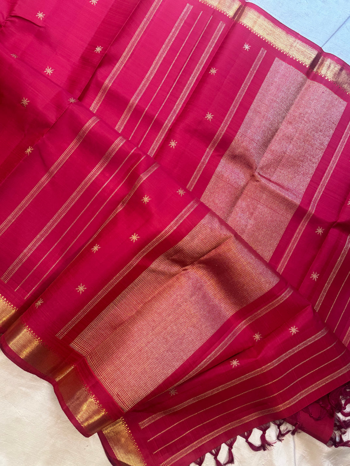 Red small border kanjipuram silk clsa11949