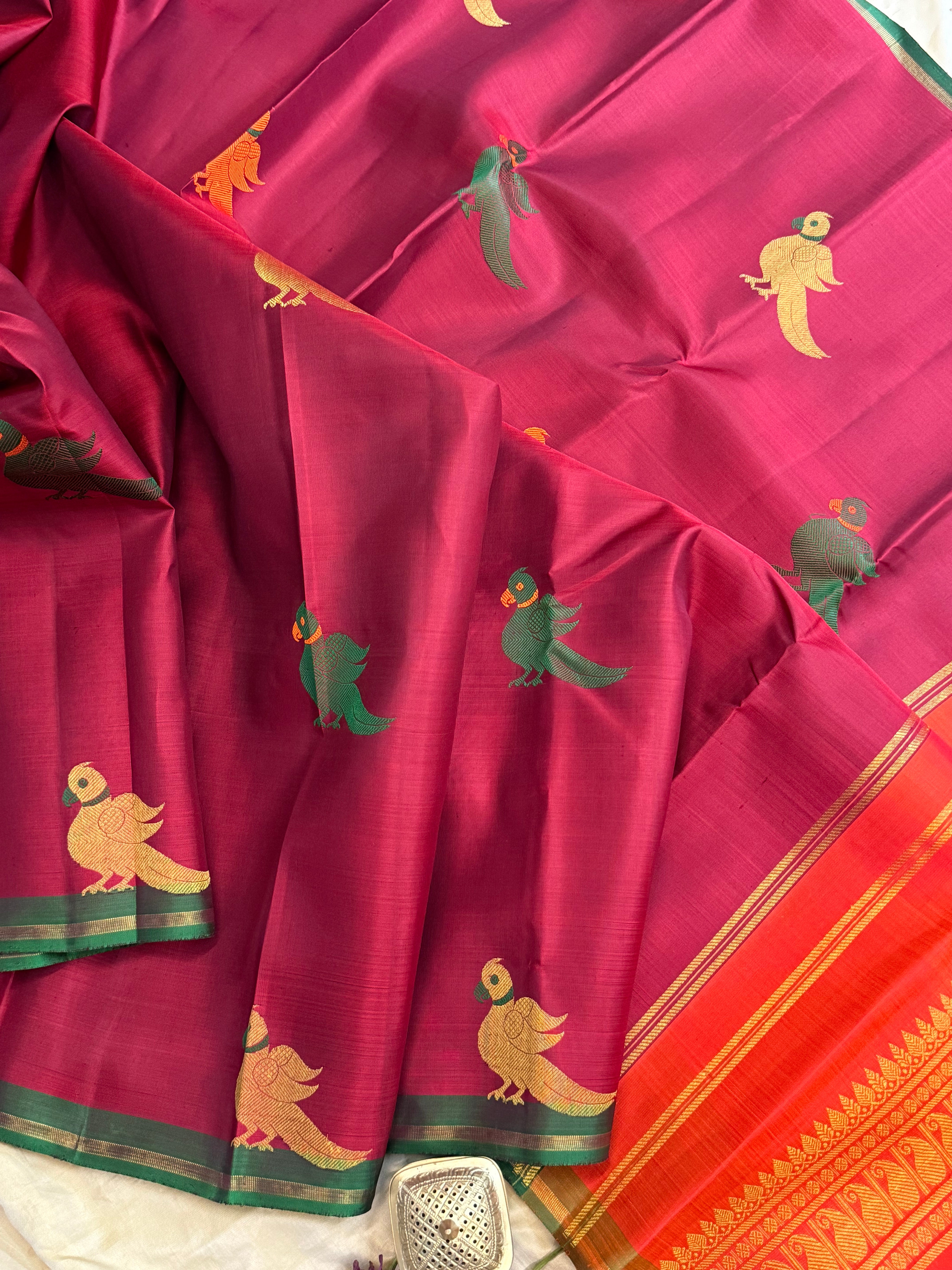 Araku meenakari kili butta/ Kanjipuram silk
