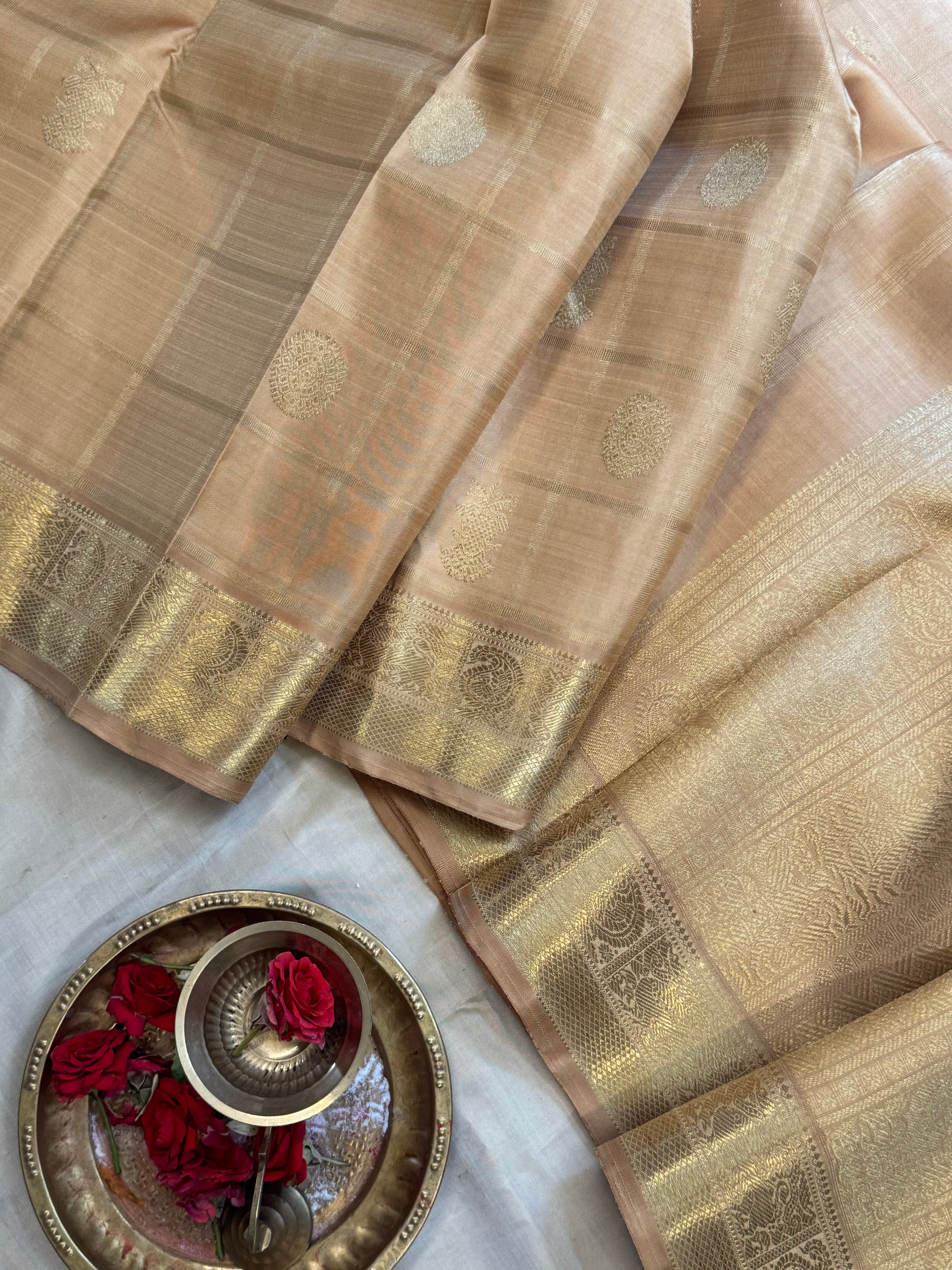 Golden Tussar colour kattam Butta / Bridal edit kanjipuram silk
