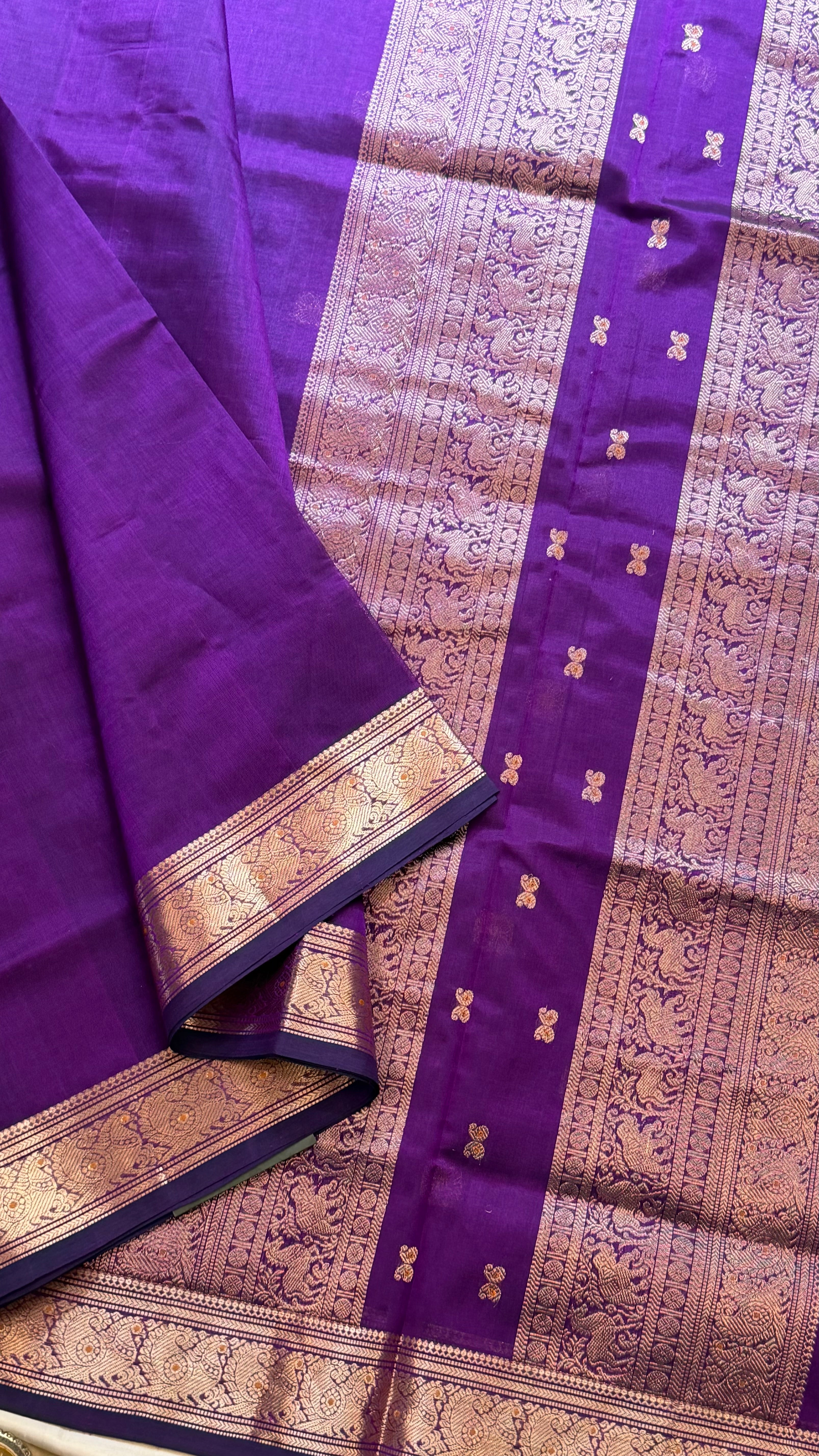 Deep purple Meena work pet silk cotton.