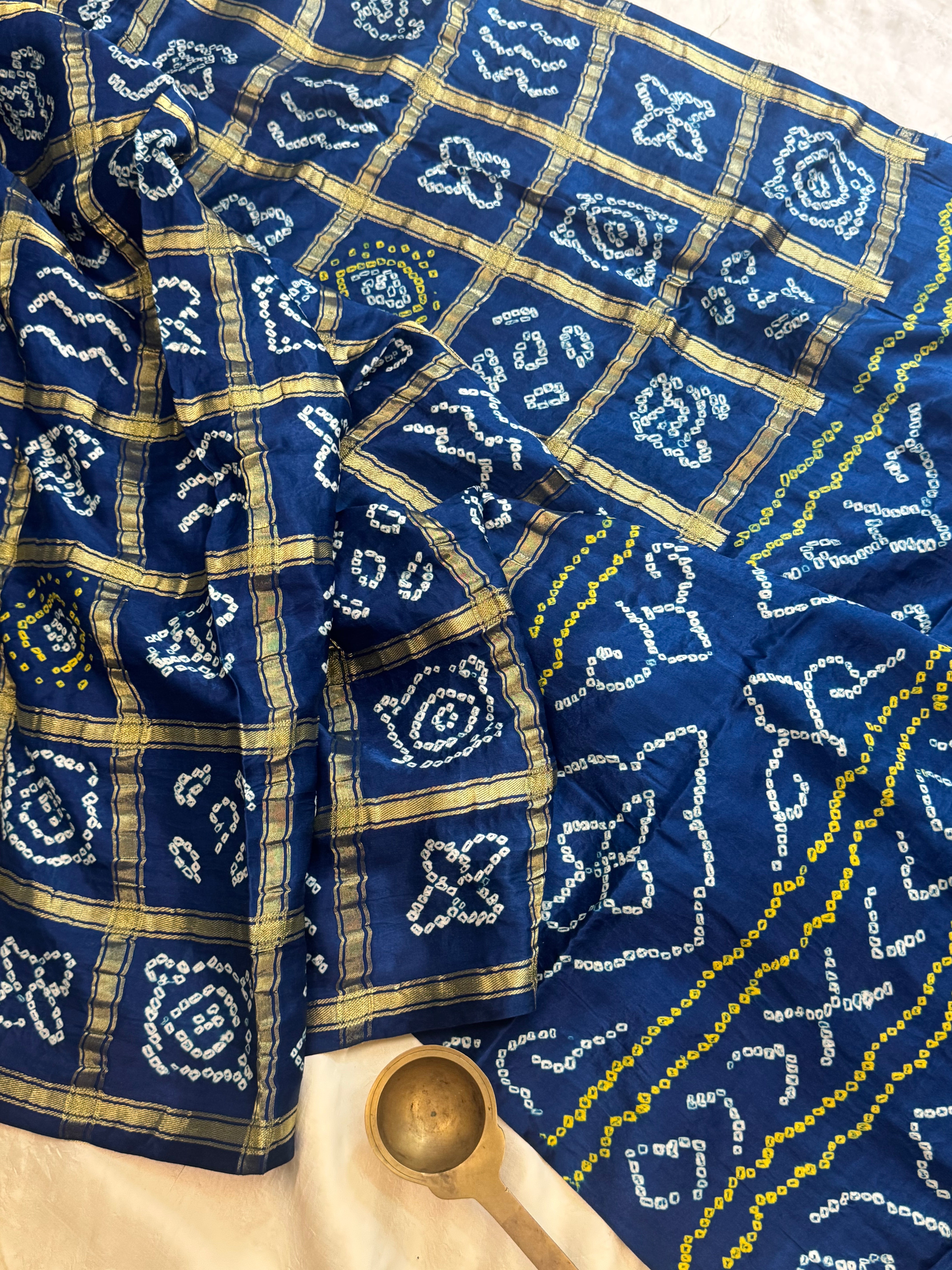 Dark indigo blue gharchola gajji silk / Bandhini sarees